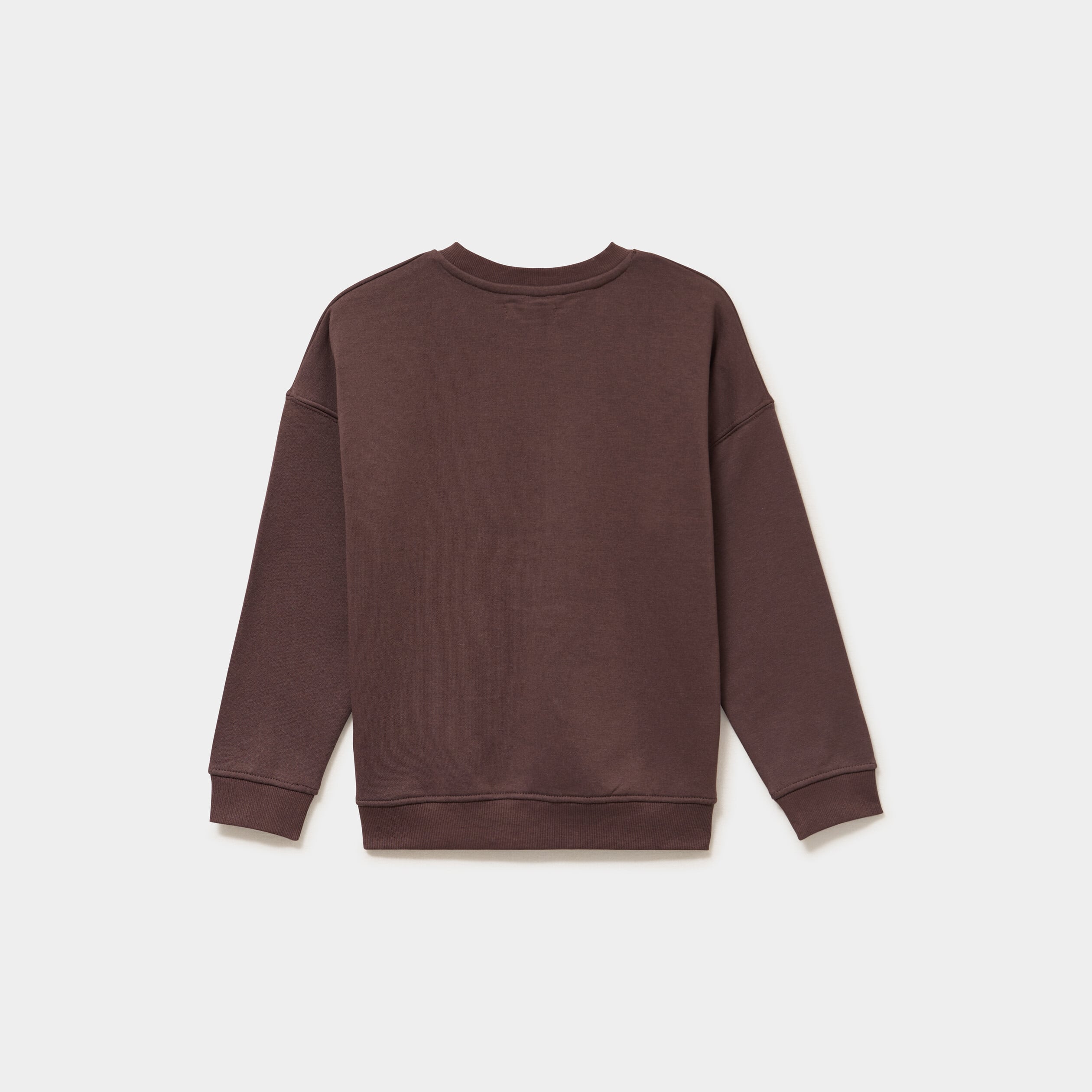 Sweat oversize manches longues col rond marron fonc&eacute; gar&ccedil;on