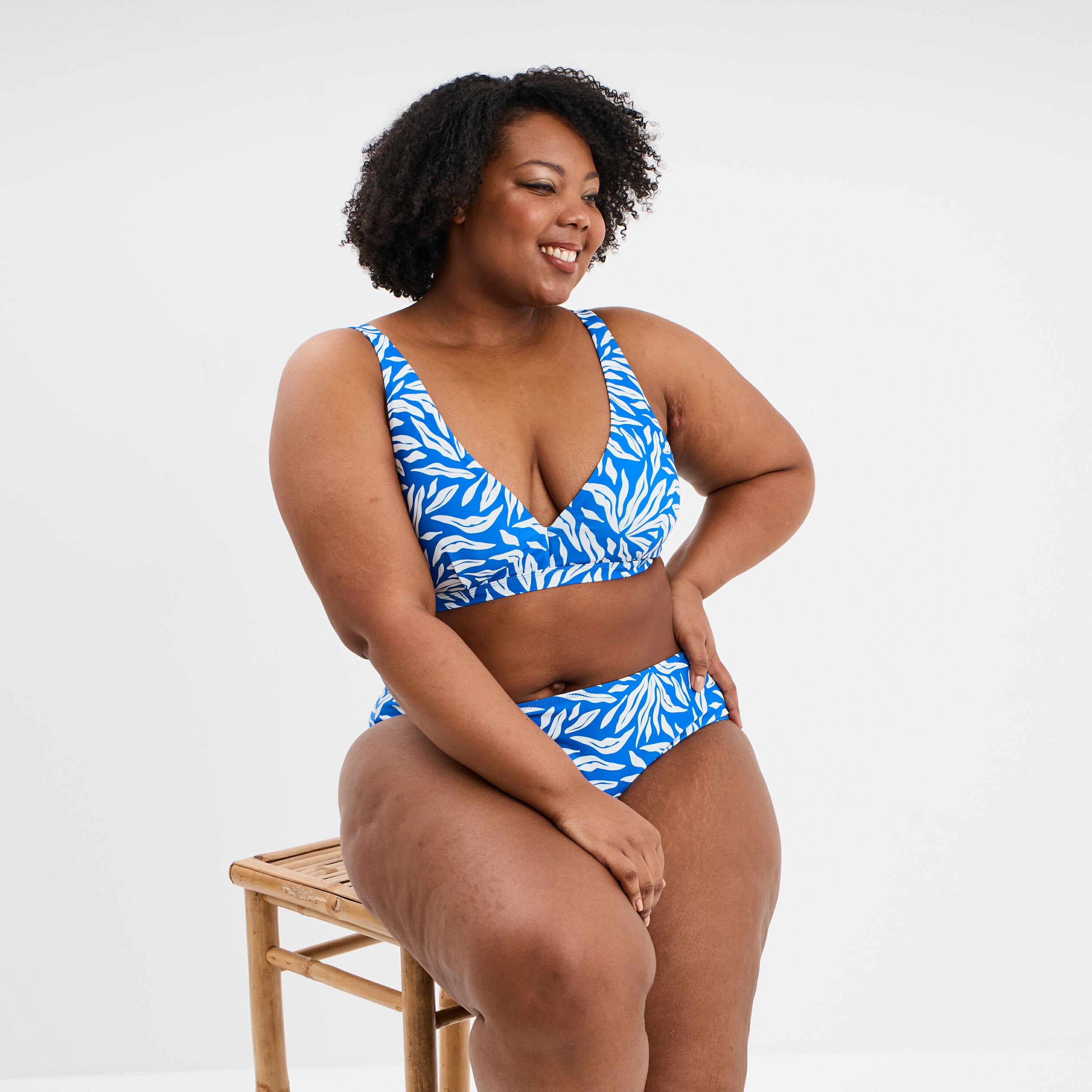 Haut de maillot de bain triangle bleu femme grande taille