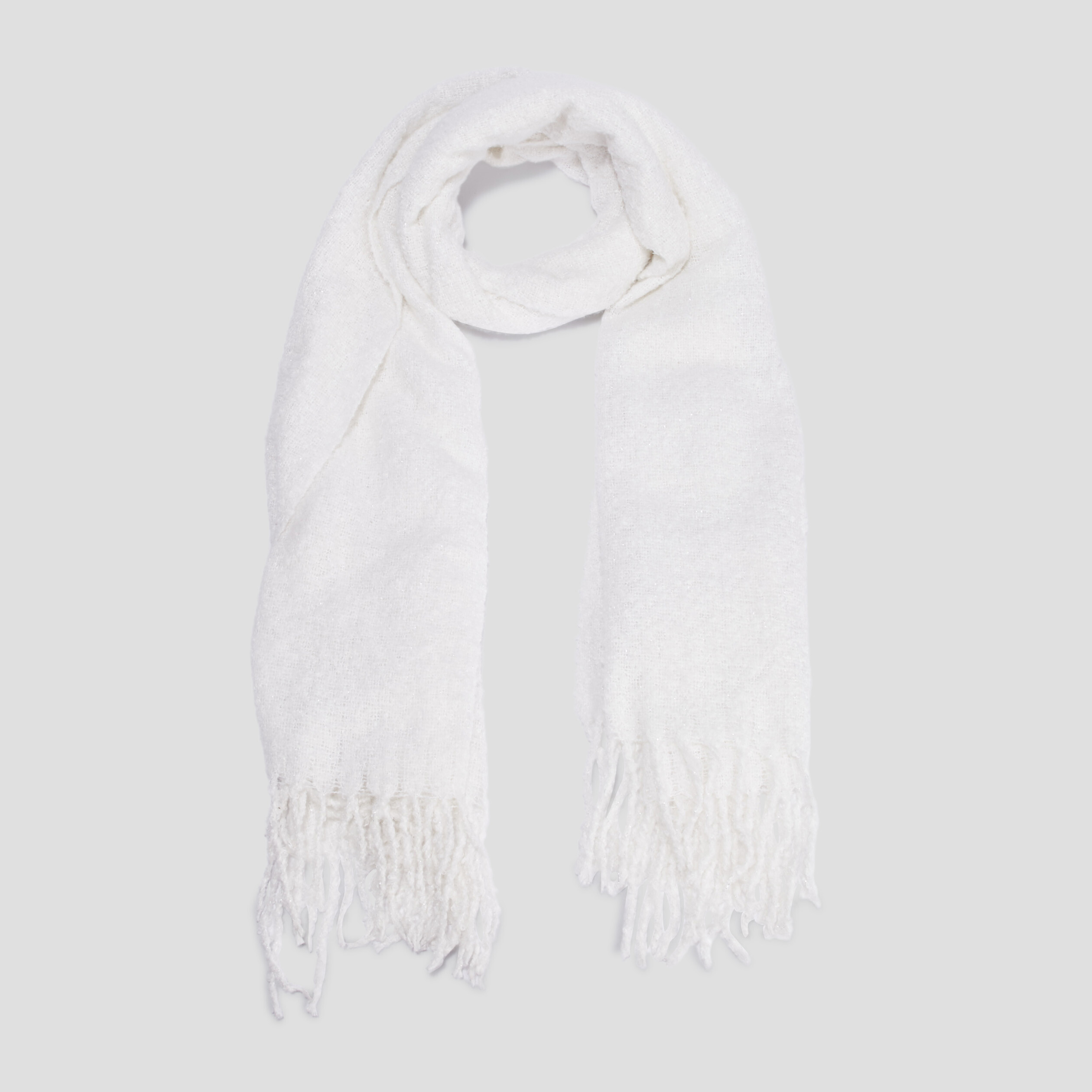 echarpe a bords franges longues ivoire femme Écharpe à bords franges longues ivoire femme