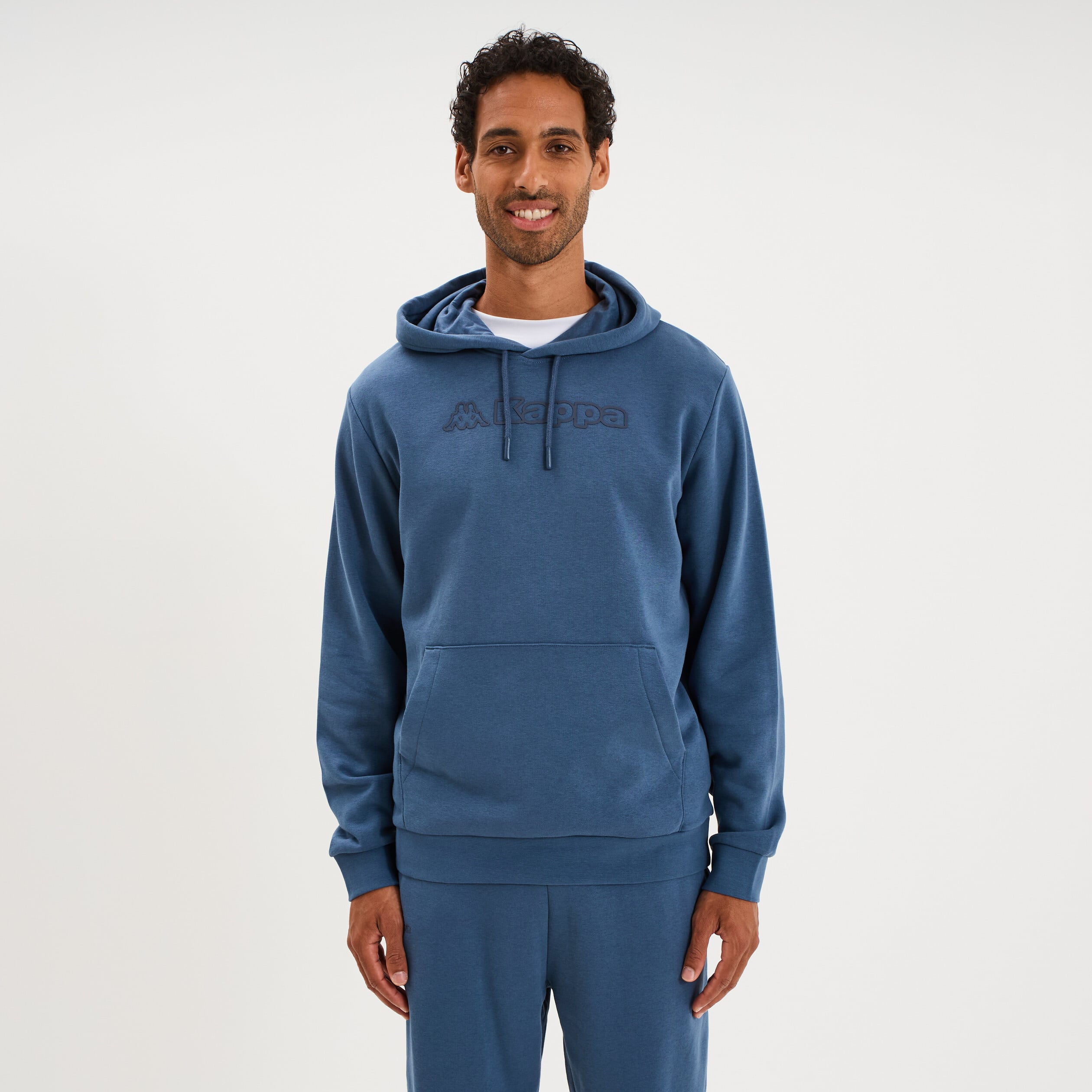 Sweat hoodie 1 poche Kappa bleu gris homme