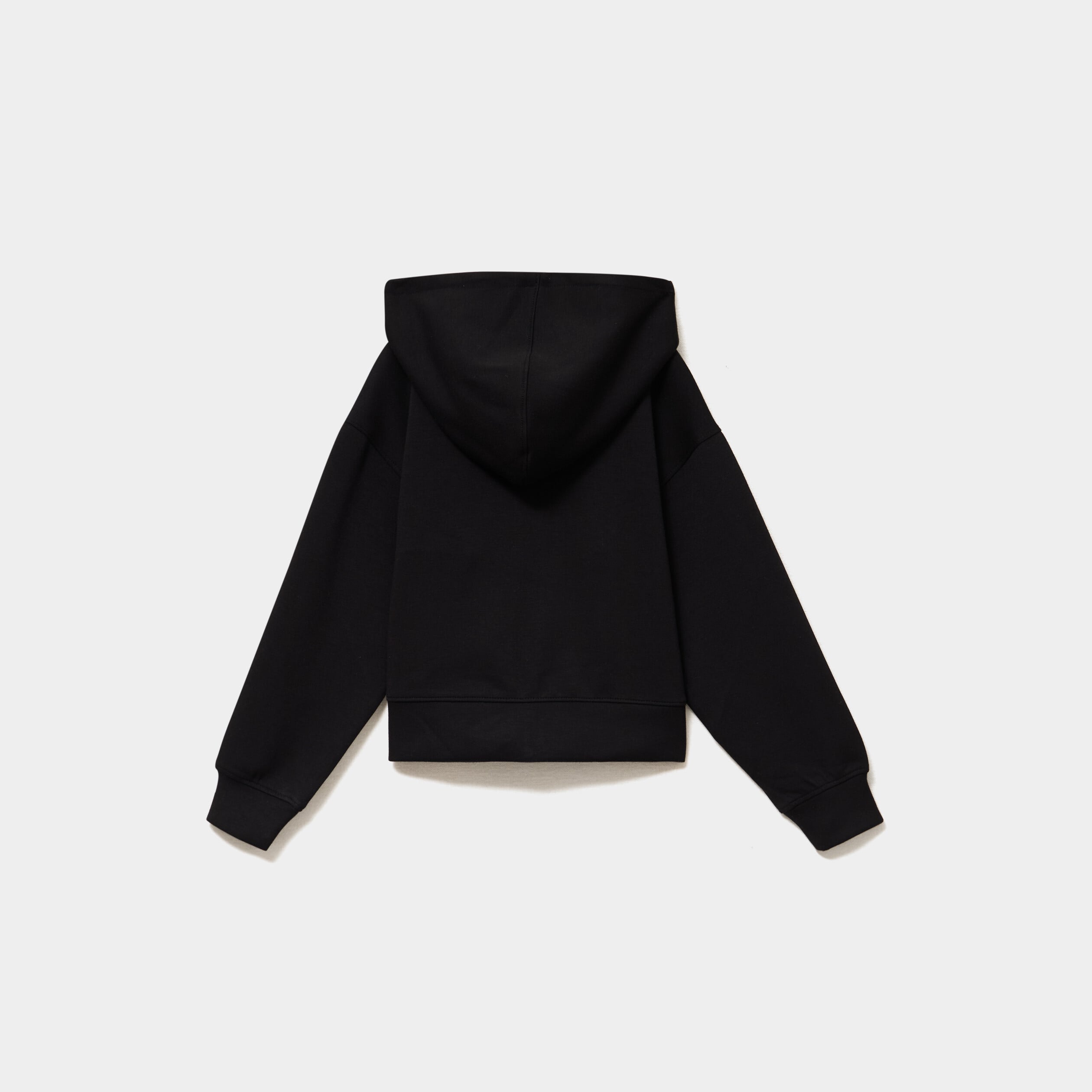 Sweat zipp&eacute; stretch &agrave; capuche noir fille