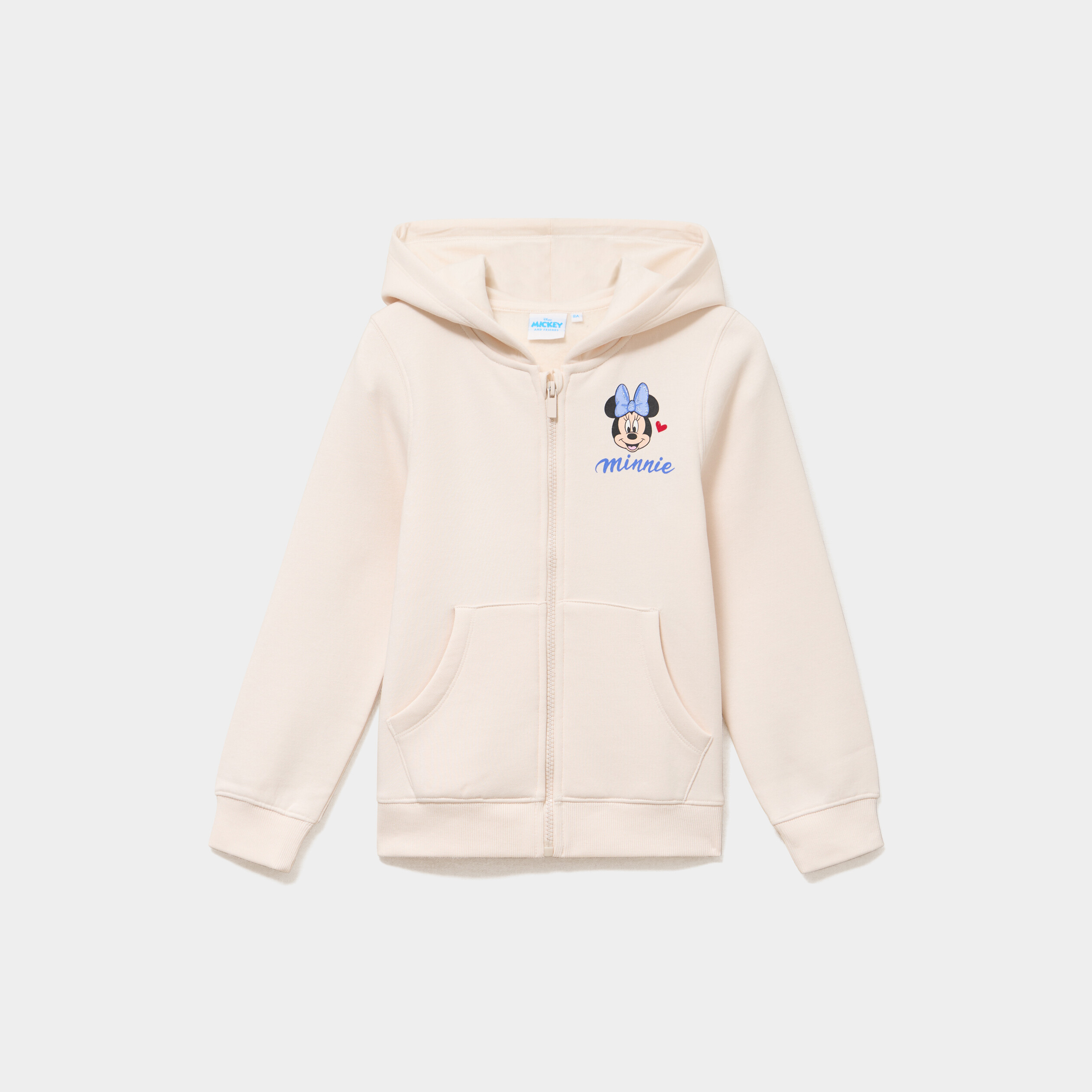 Sweat zipp&eacute; molletonn&eacute; &agrave; capuche Minnie beige fille