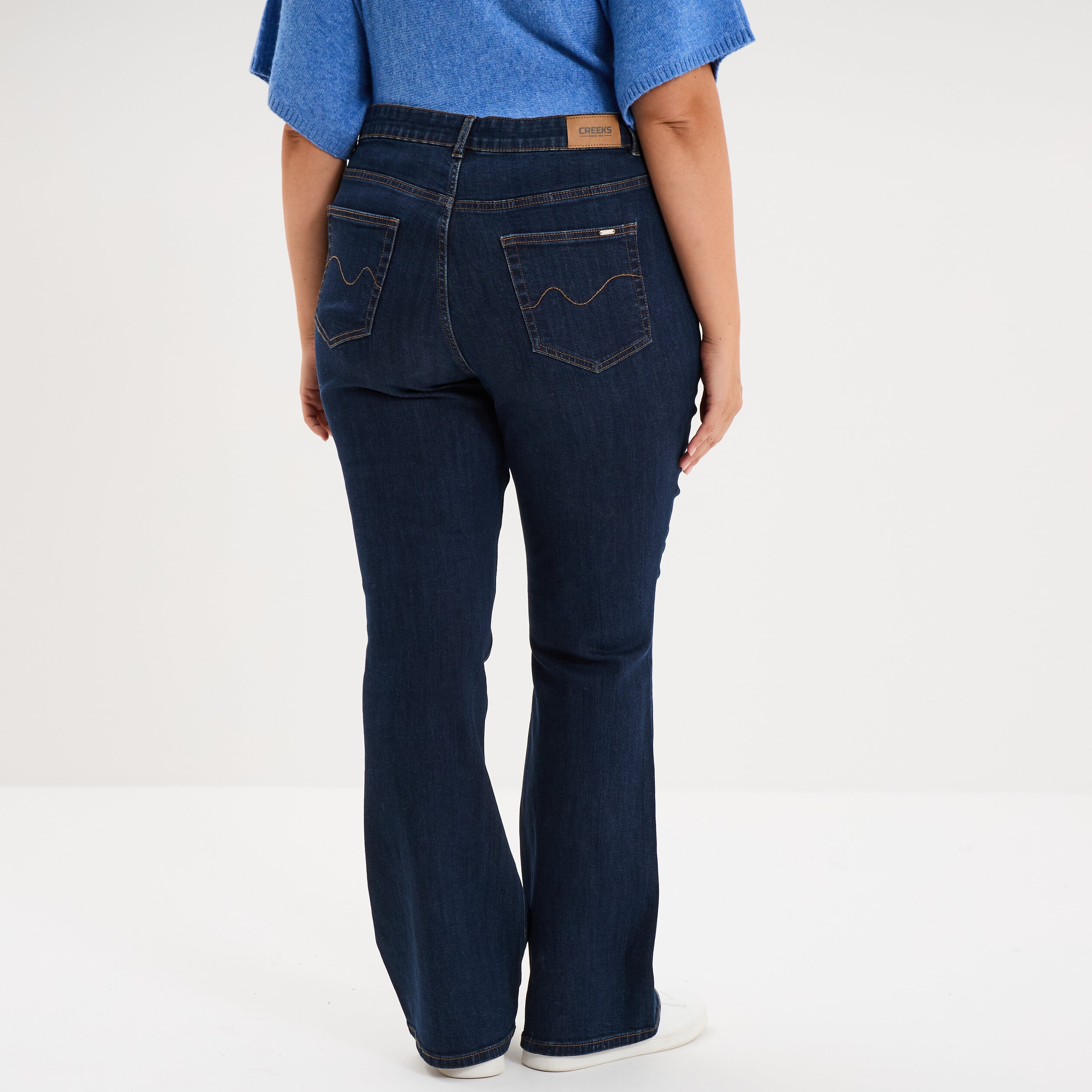 Jean flare 5 poches taille haute denim brut femme grande taille