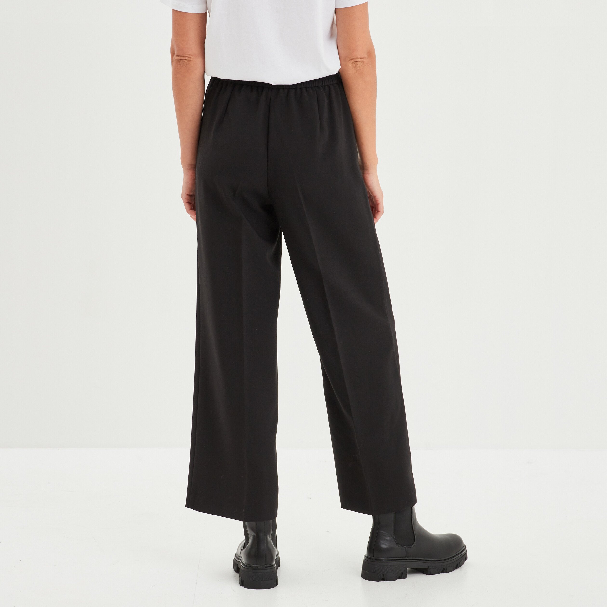 pantalon city large 78eme a pinces noir femme Pantalon city large 7/8ème à pinces noir femme