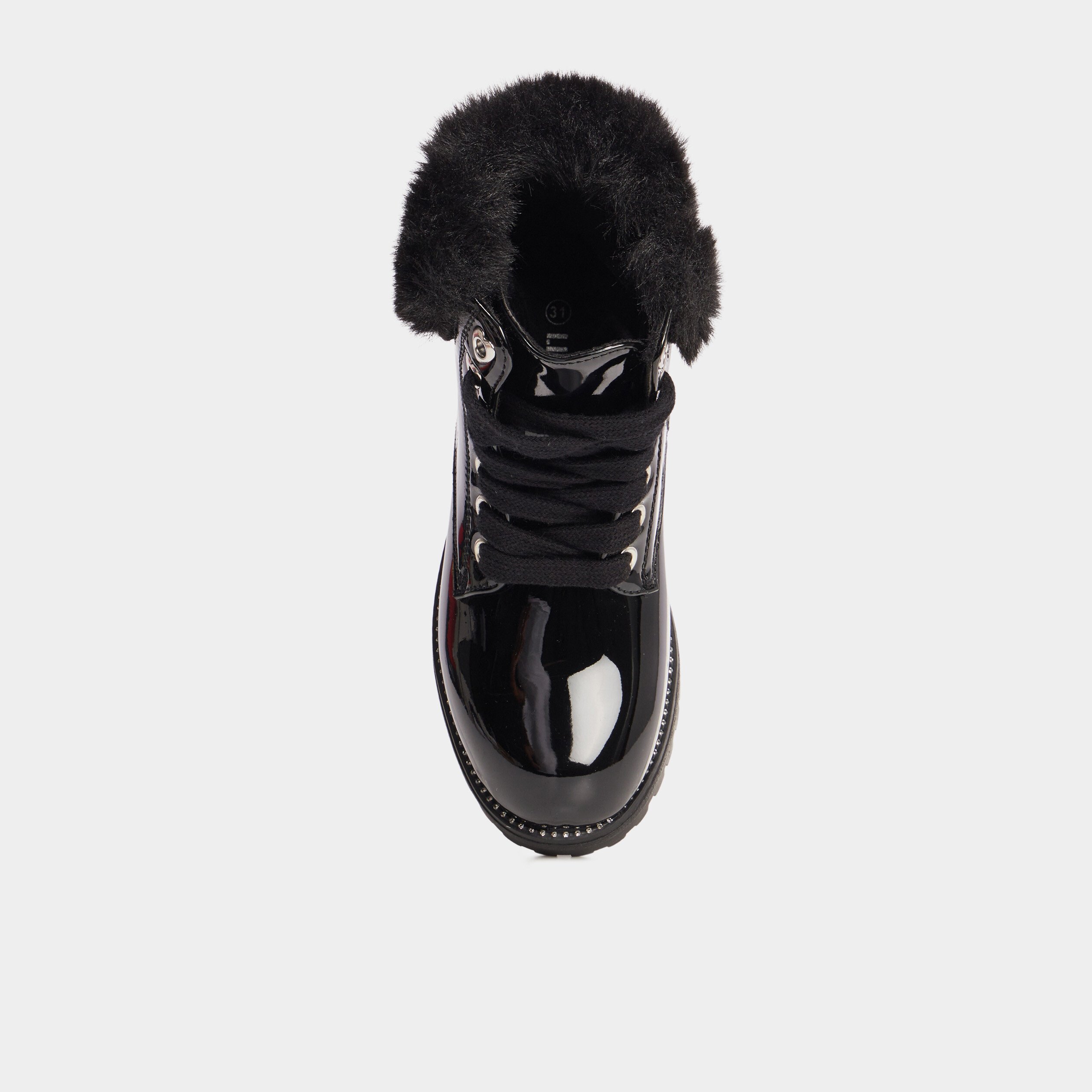 bottines vernies bords fourres noir fille Bottines vernies bords fourrés noir fille