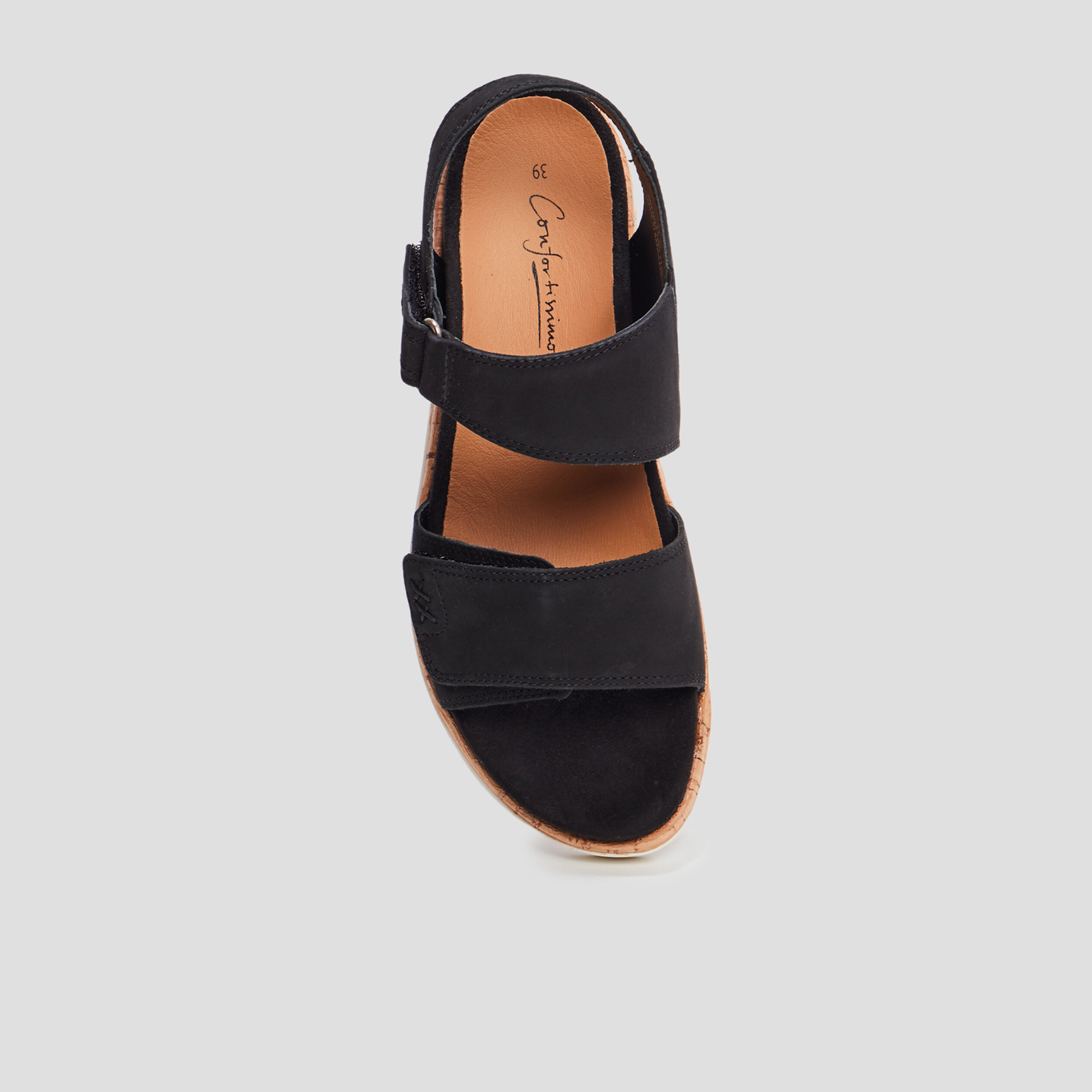 sandales compensees en cuir pied large noir femme Sandales compensées en cuir pied large noir femme