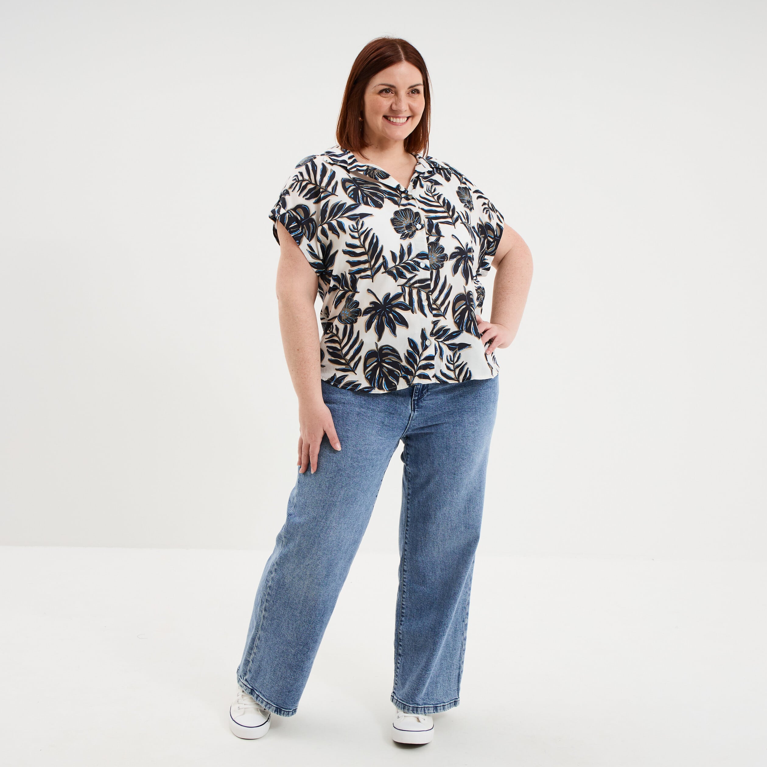Chemise manches courtes ecru femme grande taille