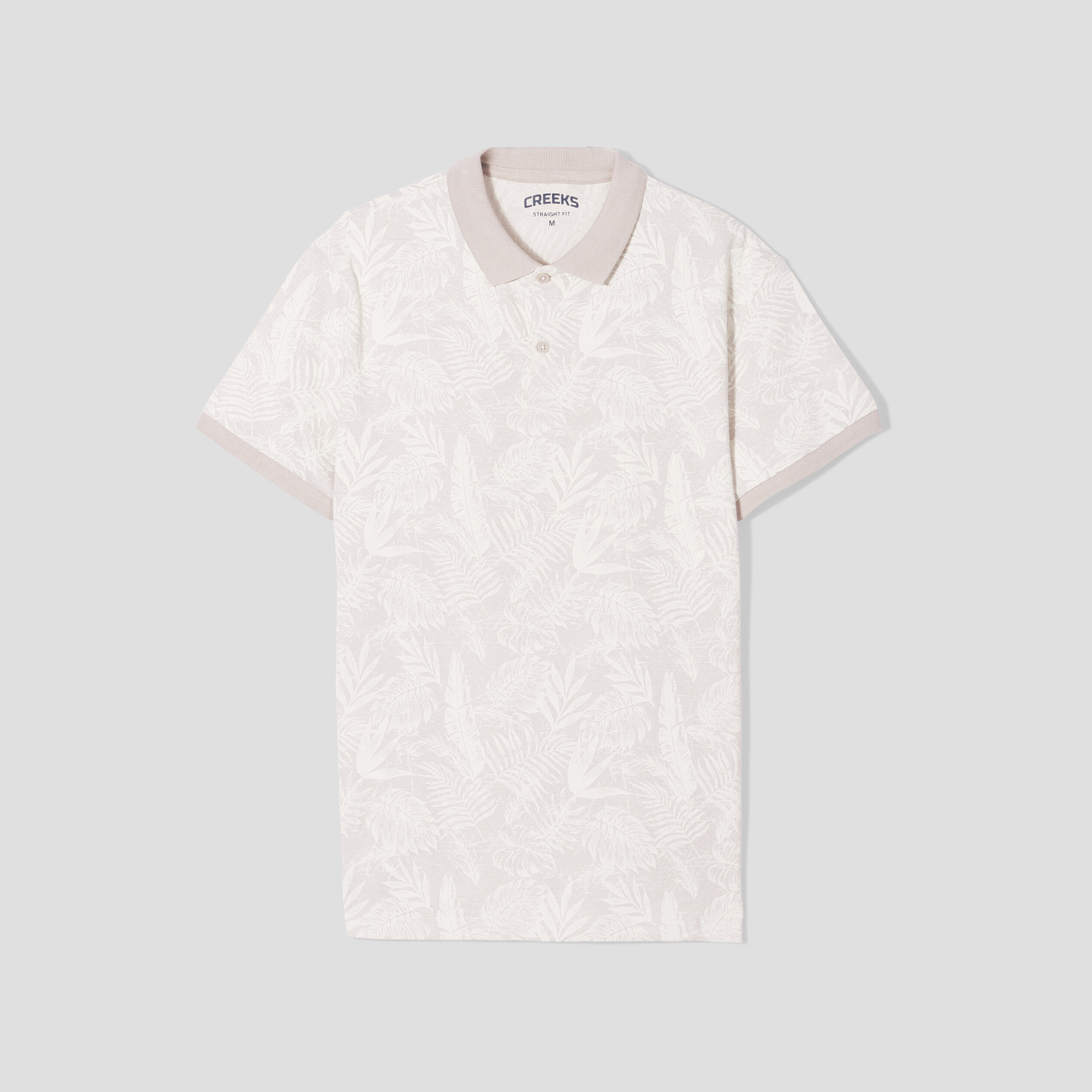 Polo jersey droit manches courtes coton beige homme