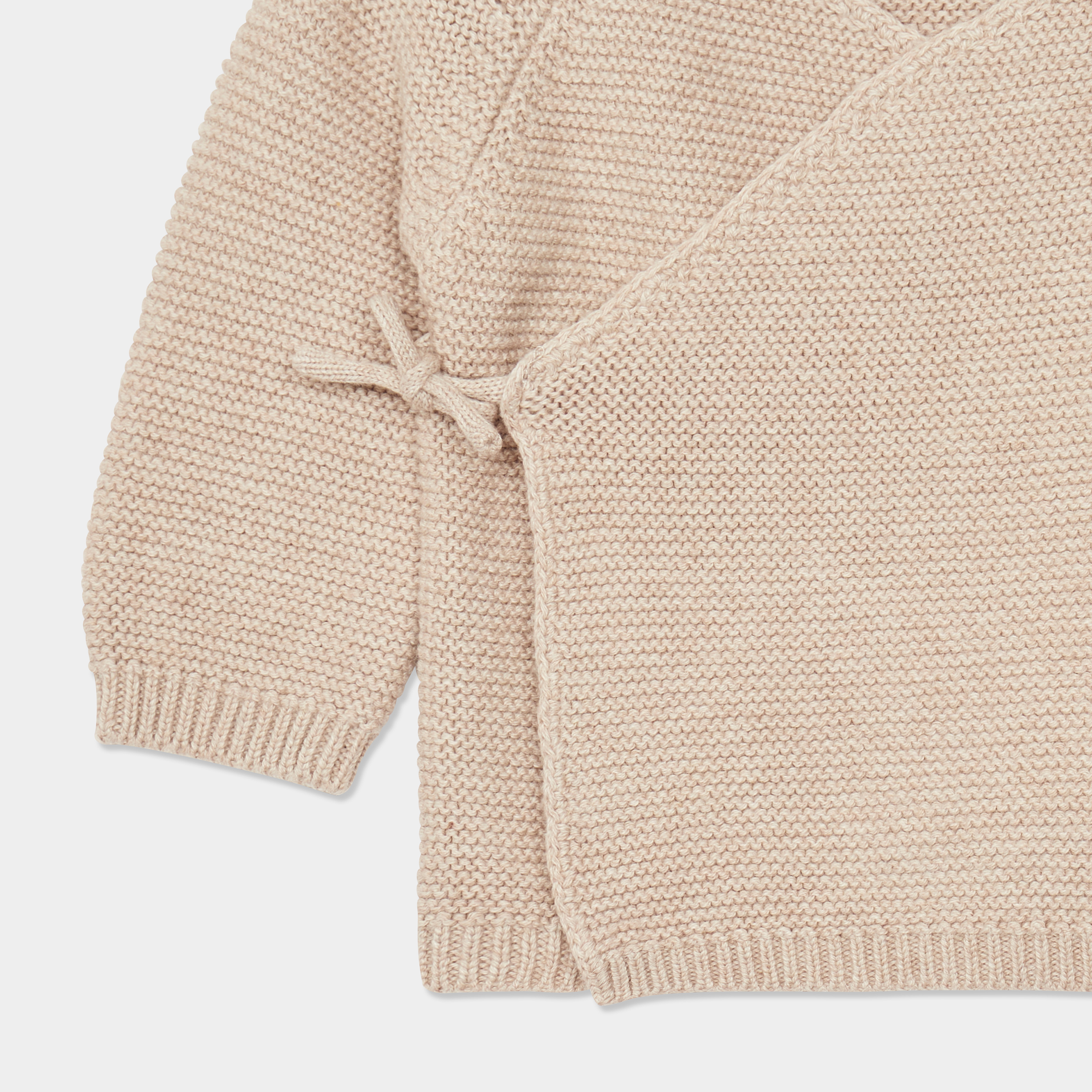 brassiere naissance tricot nouee coton taupe bebe Brassière naissance tricot nouée coton taupe bébé