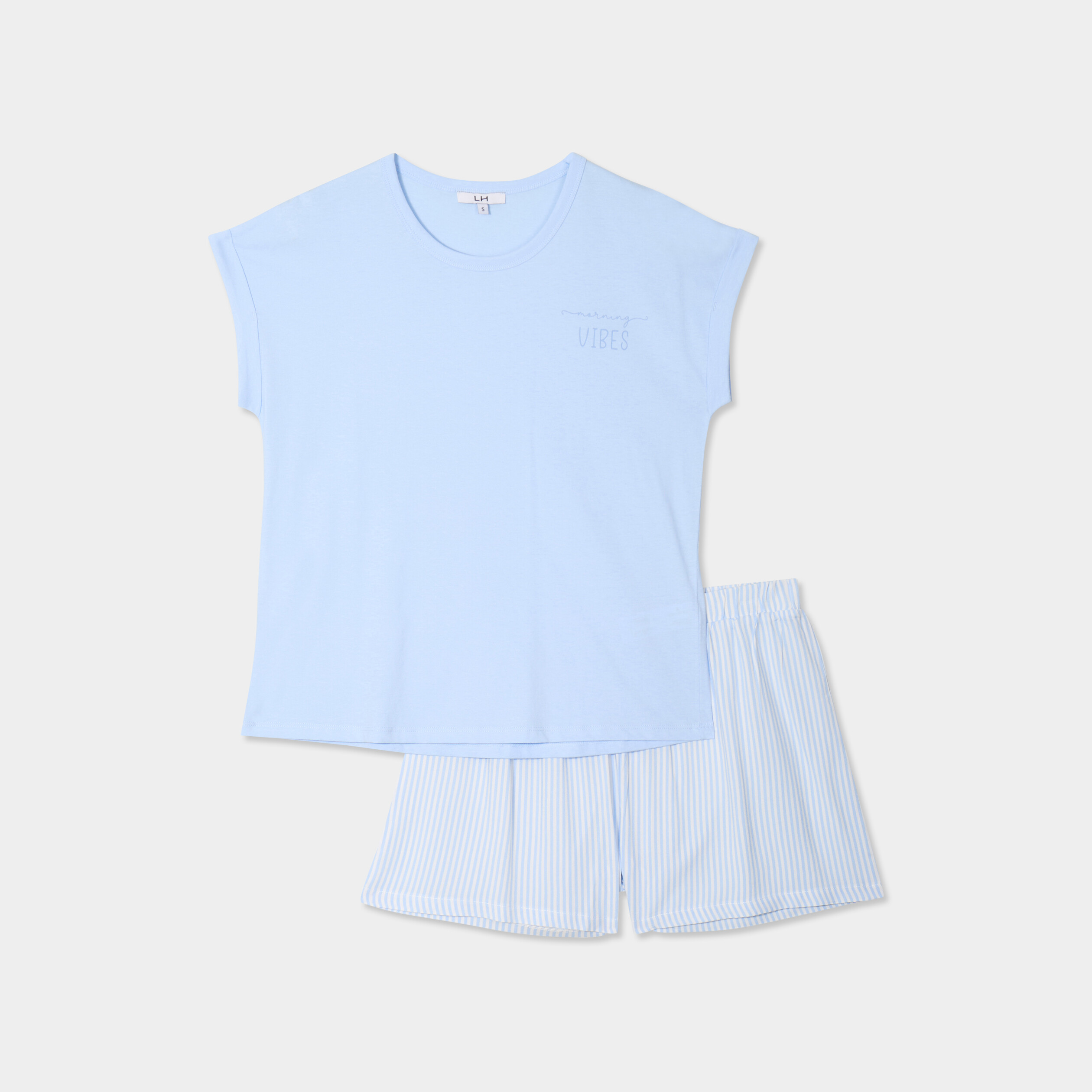 ensemble pyjama short et t shirt bleu femme Ensemble pyjama short et t-shirt bleu femme