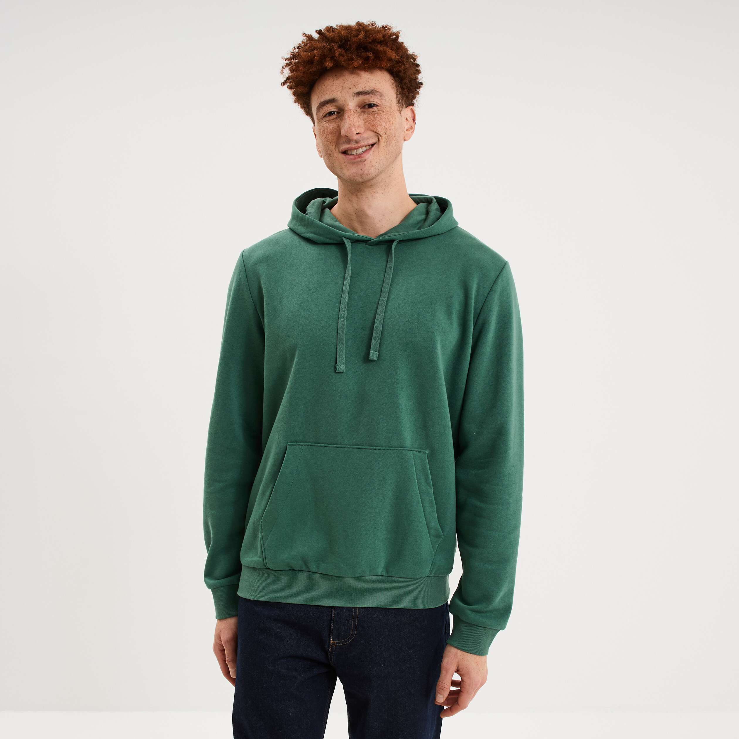 Sweat molleton &agrave; capuche hoodie vert menthe homme