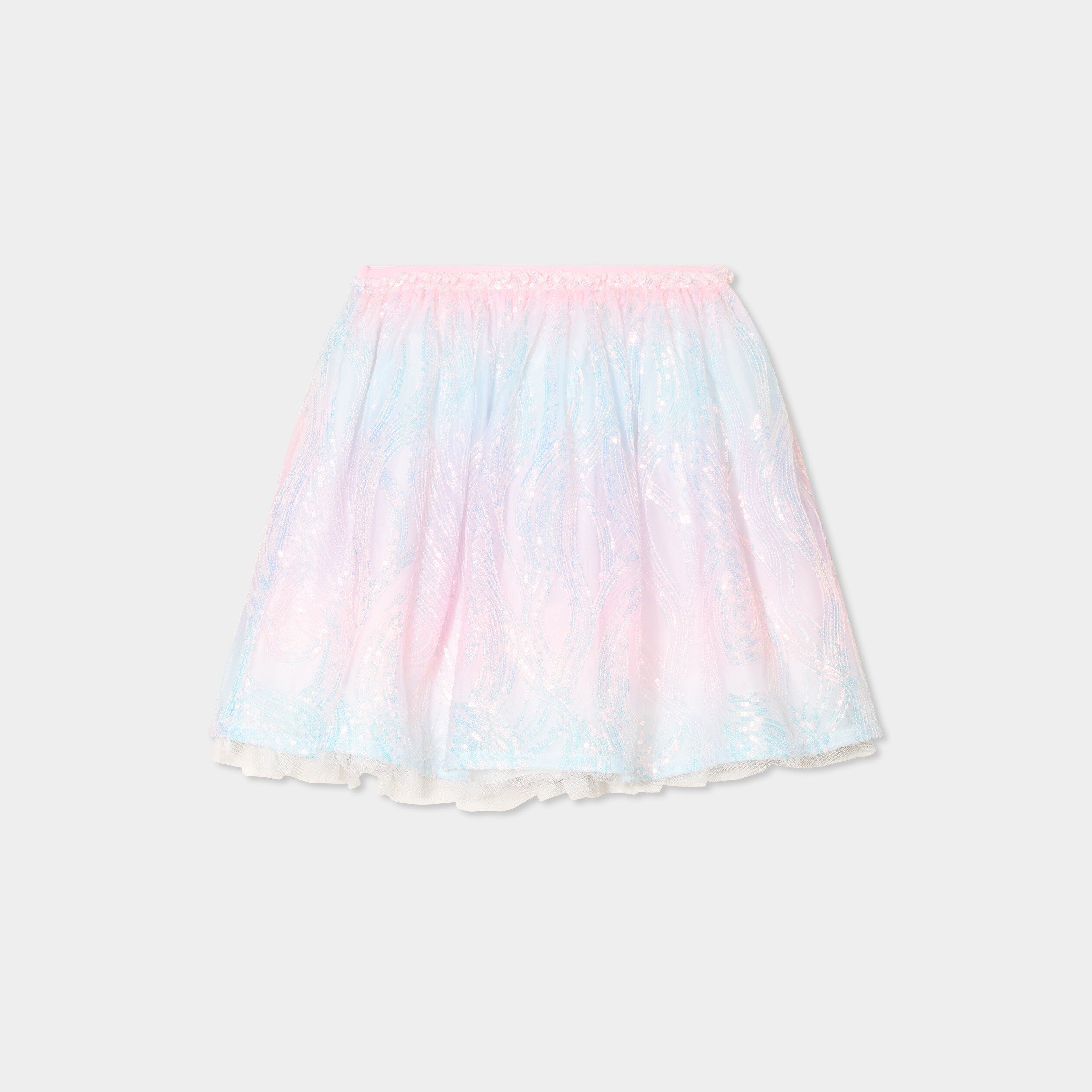 Jupe courte résille à sequins multicolore fille
