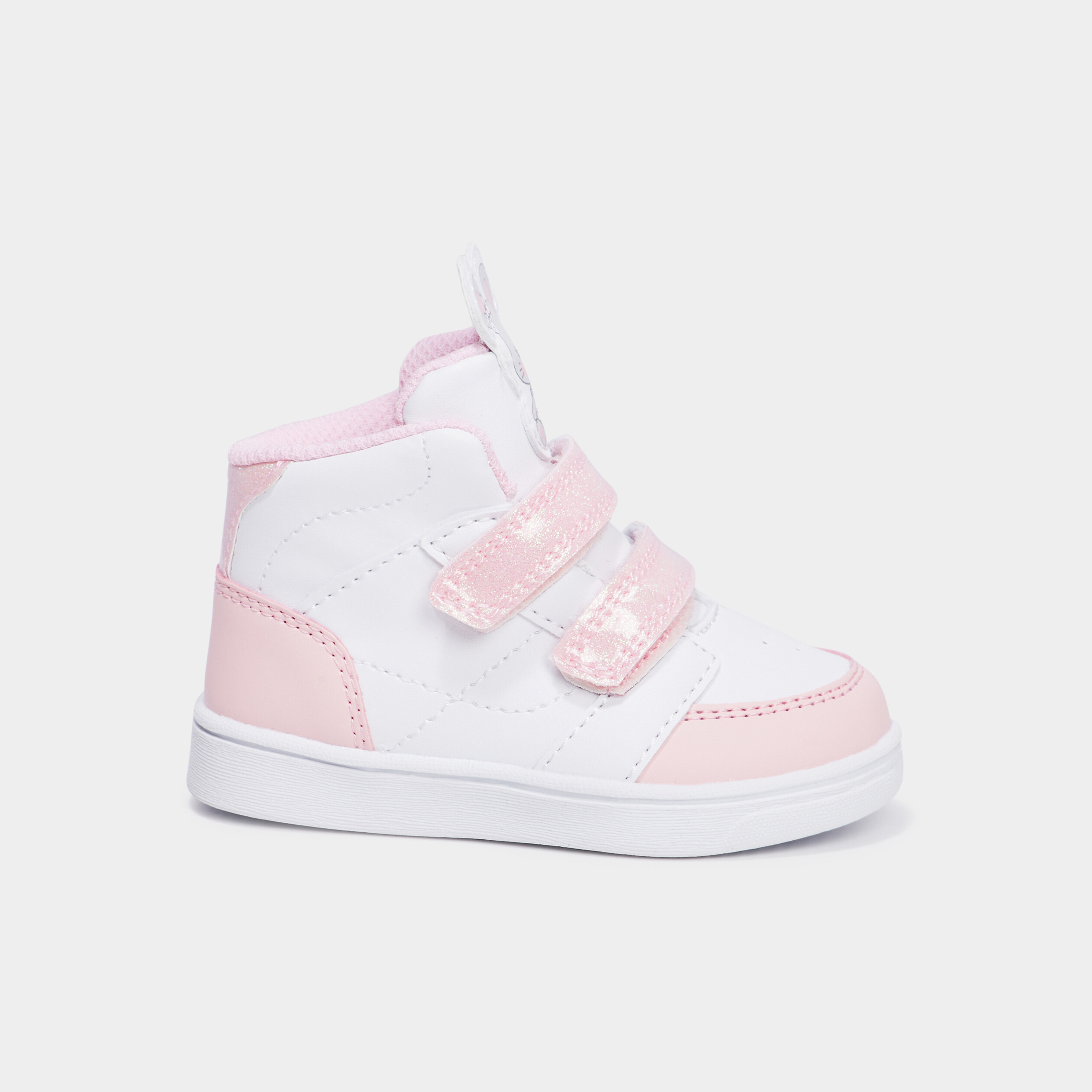 Baskets montantes &agrave; scratchs blanc b&eacute;b&eacute; fille