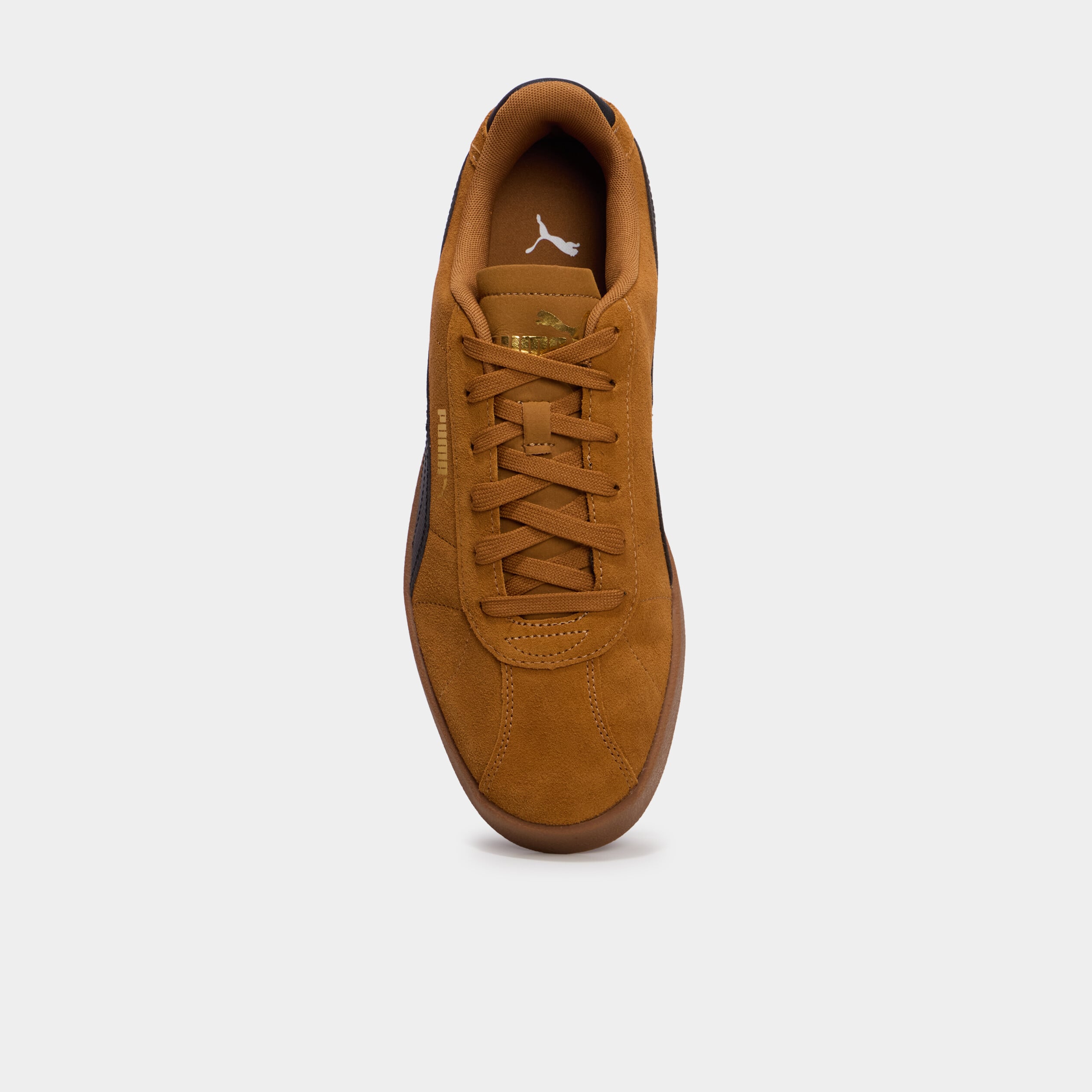 Baskets &agrave; lacets en cuir Puma Club II camel homme