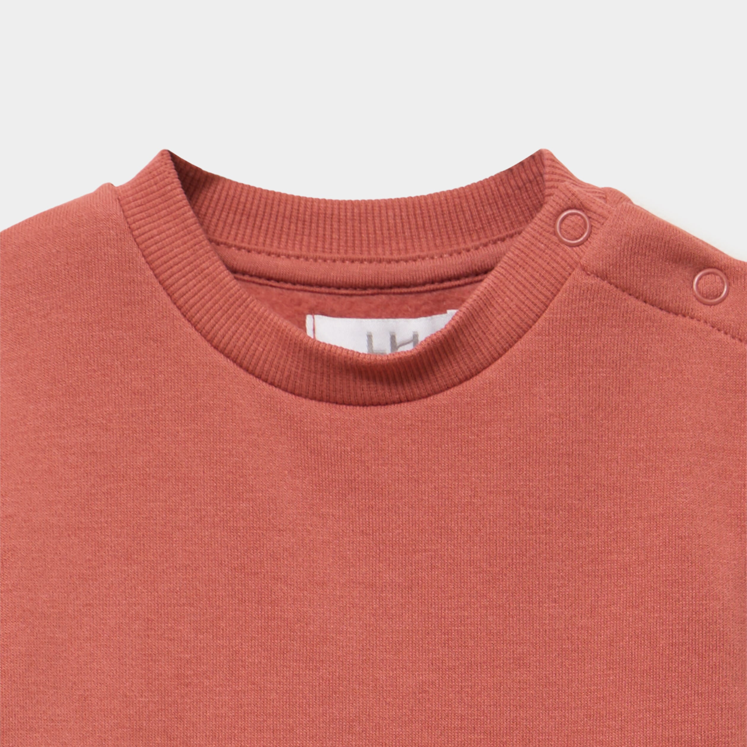 Sweat poche ventrale et &eacute;paule boutonn&eacute;e terracotta b&eacute;b&eacute; gar&ccedil;on