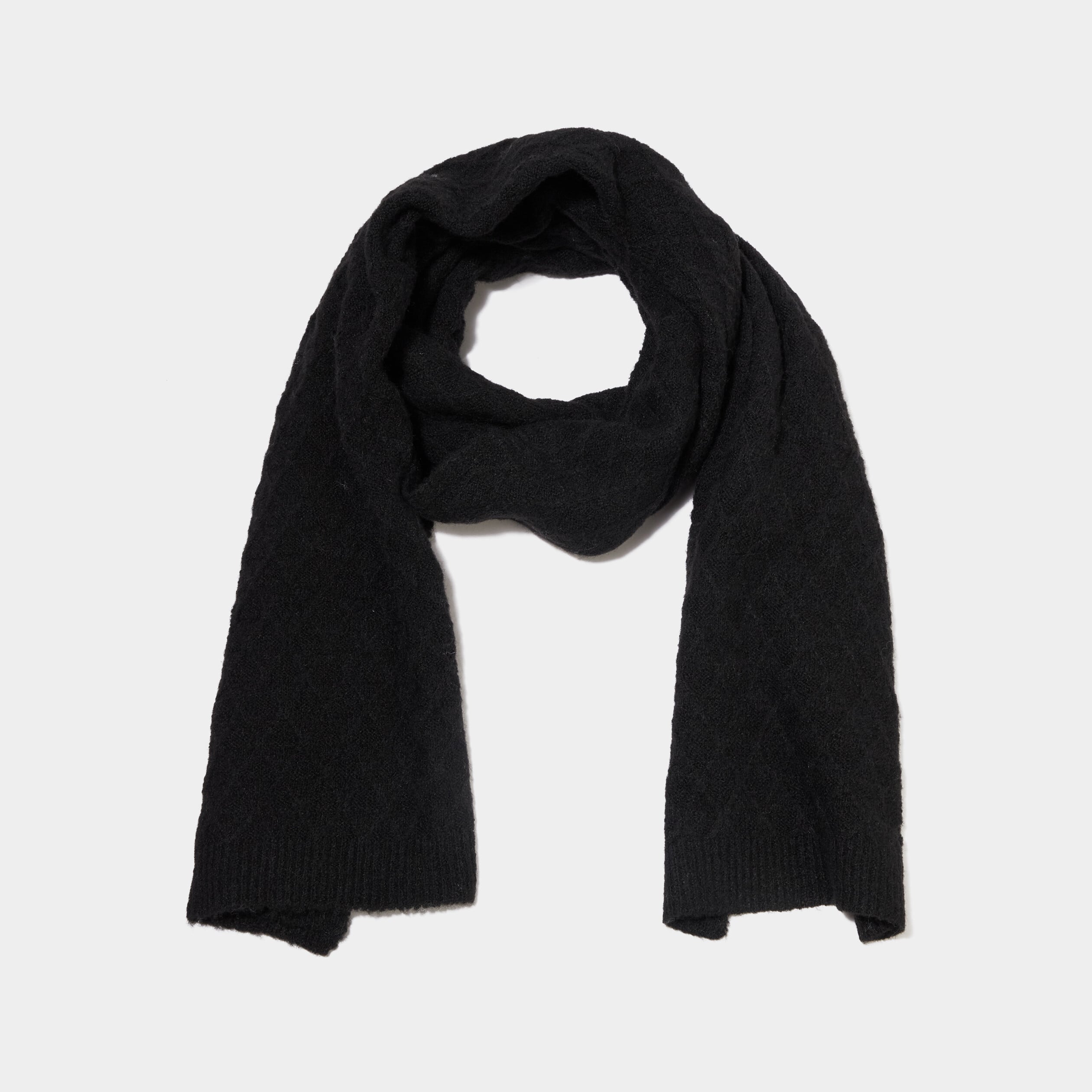 &Eacute;charpe tricot&eacute;e rectangulaire noir femme