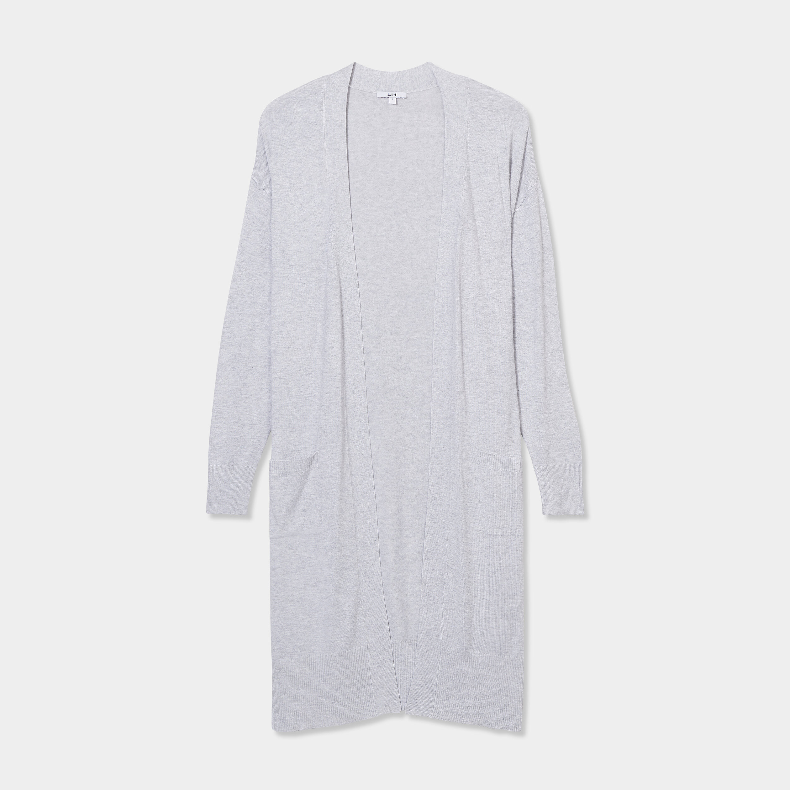 gilet long droit avec poches gris clair femme Gilet long droit avec poches gris clair femme