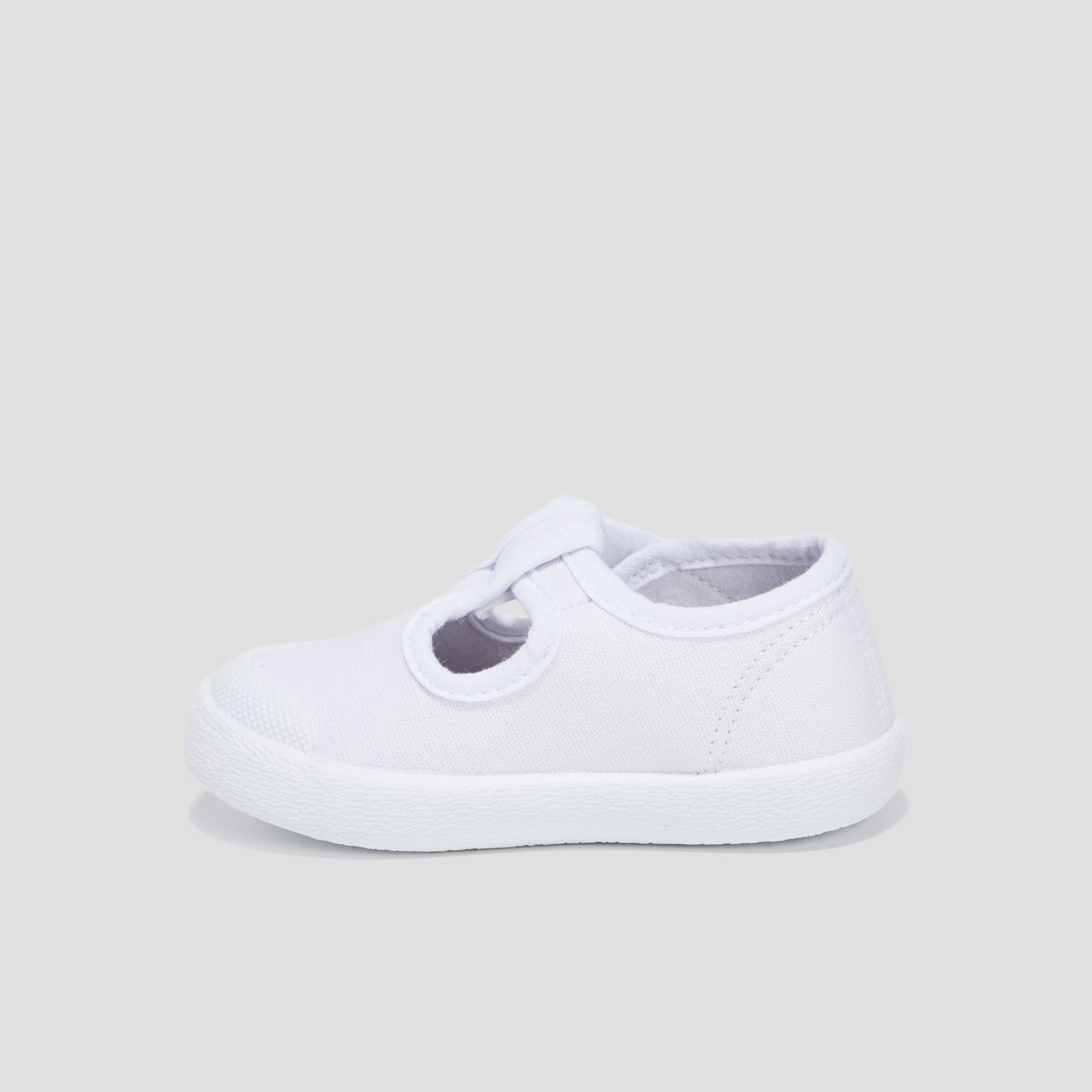 Salom&eacute; en toile avec semelle souple blanc b&eacute;b&eacute; fille