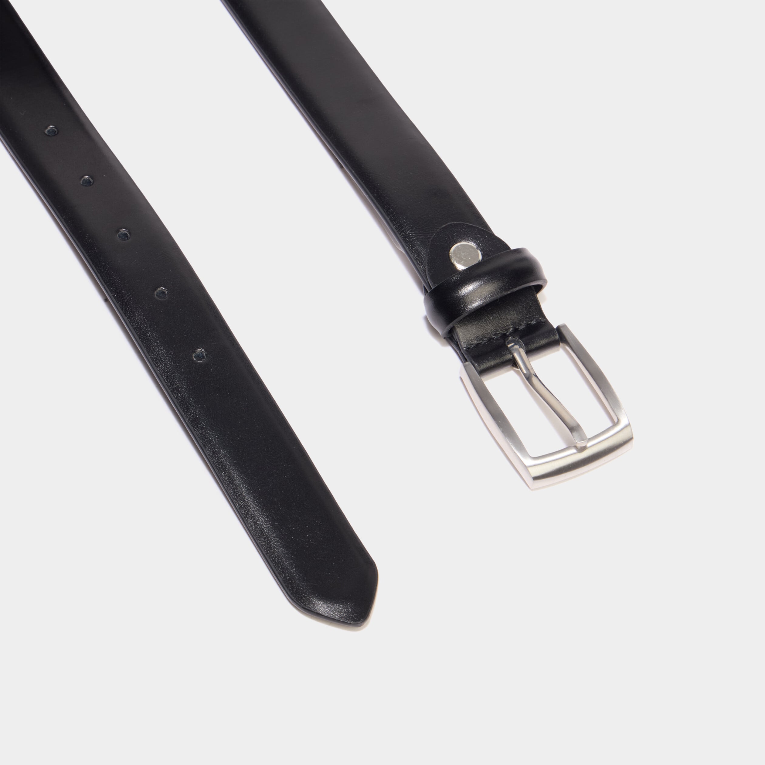 Ceinture rectangulaire en cuir noir homme