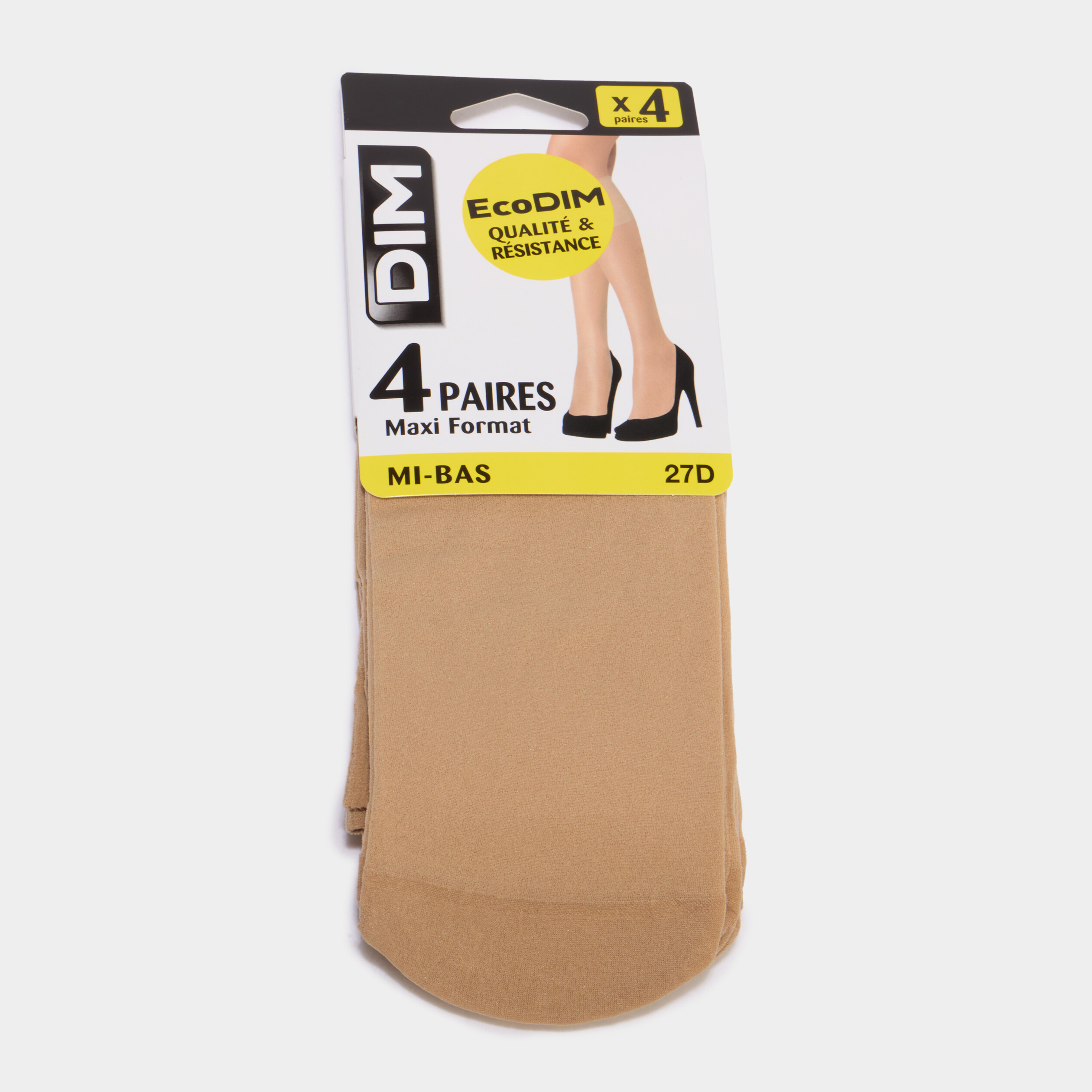 Lot 4 paires mi-bas DIM beige femme