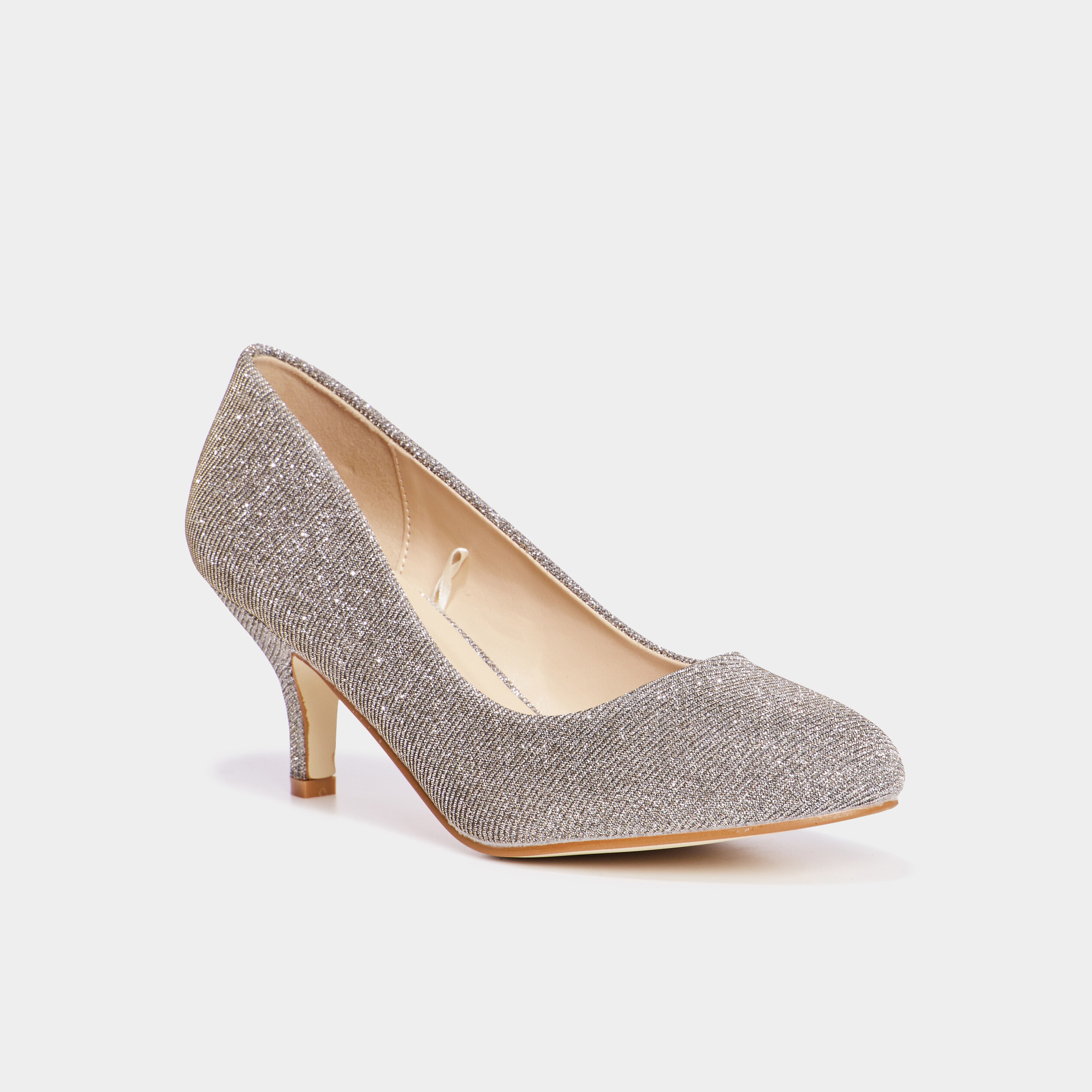 Escarpins &agrave; talons et paillettes gris argent femme