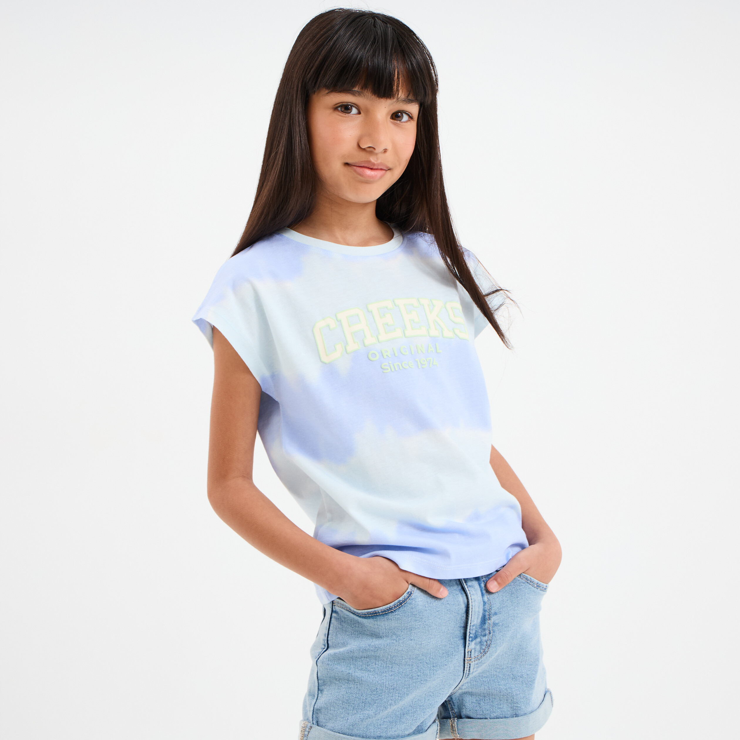 T-shirt manches courtes coton ecru fille