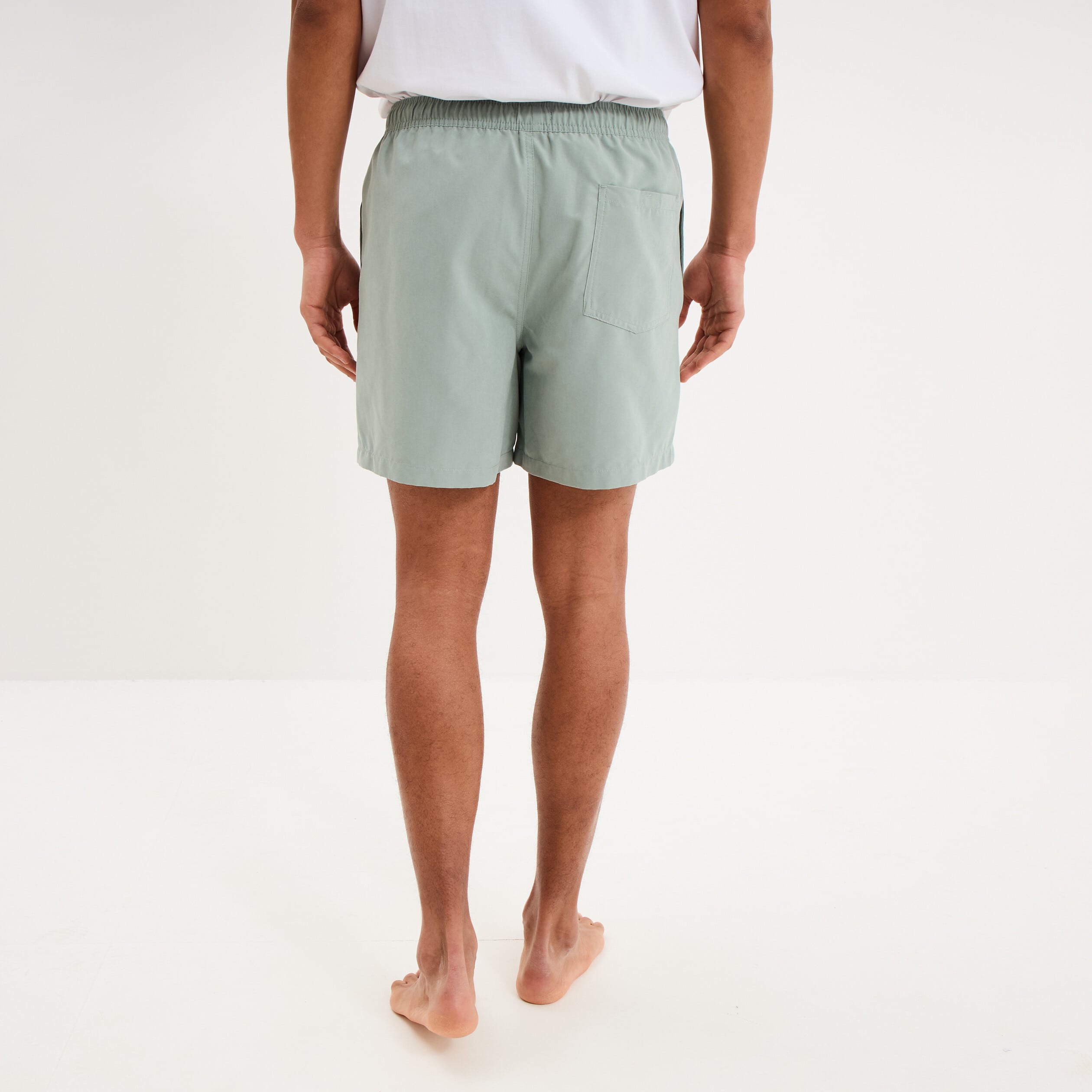 Short de bain droit taille &eacute;lastiqu&eacute;e vert pastel homme