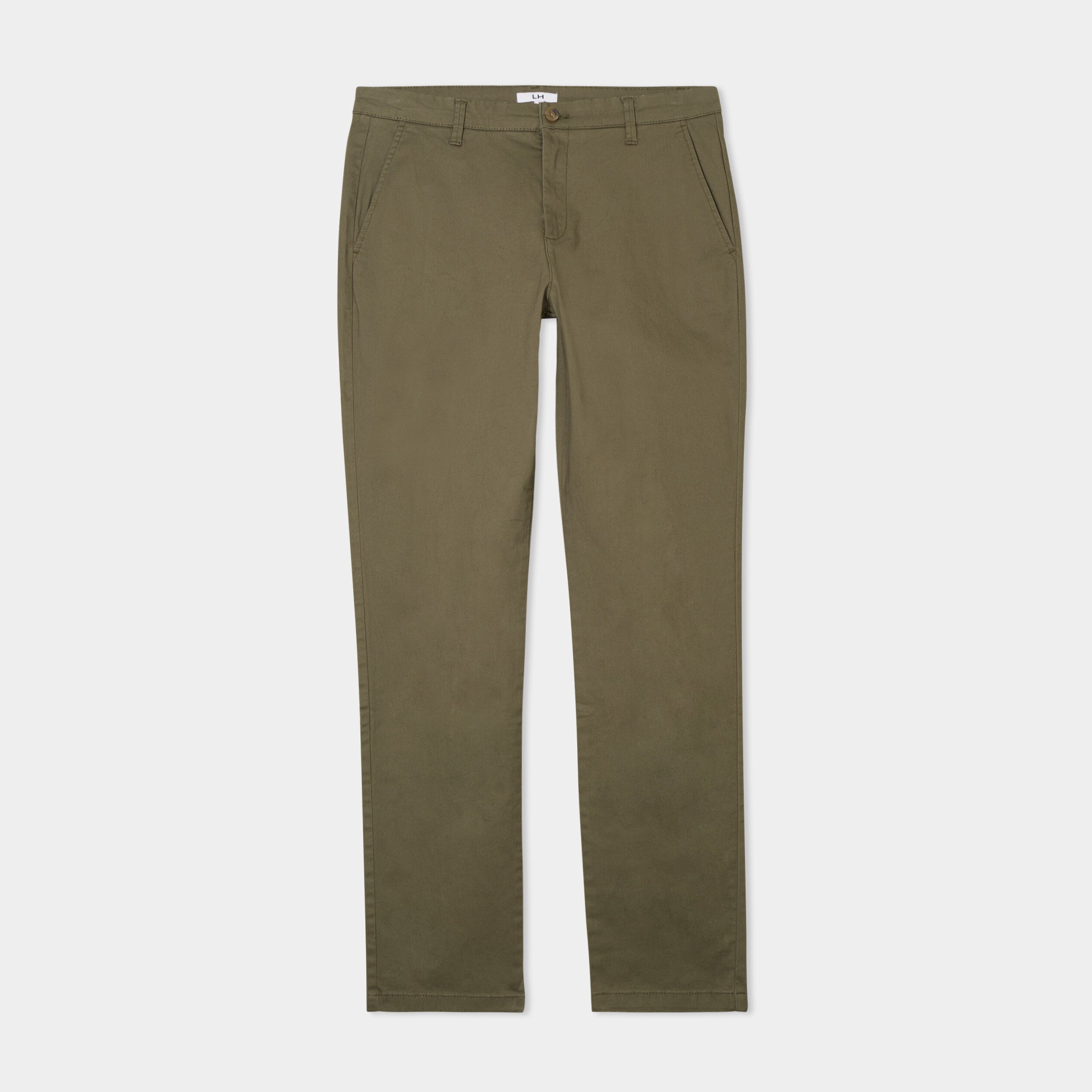 pantalon chino droit stretch retrousse vert kaki homme Pantalon chino droit stretch retroussé vert kaki homme