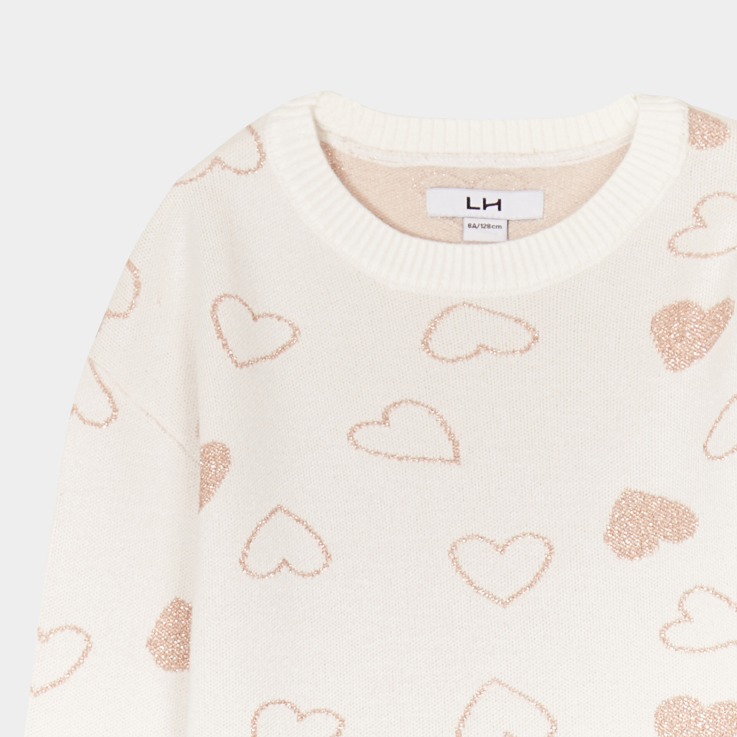 pull tricot col rond manches longues ecru fille Pull tricot col rond manches longues ecru fille