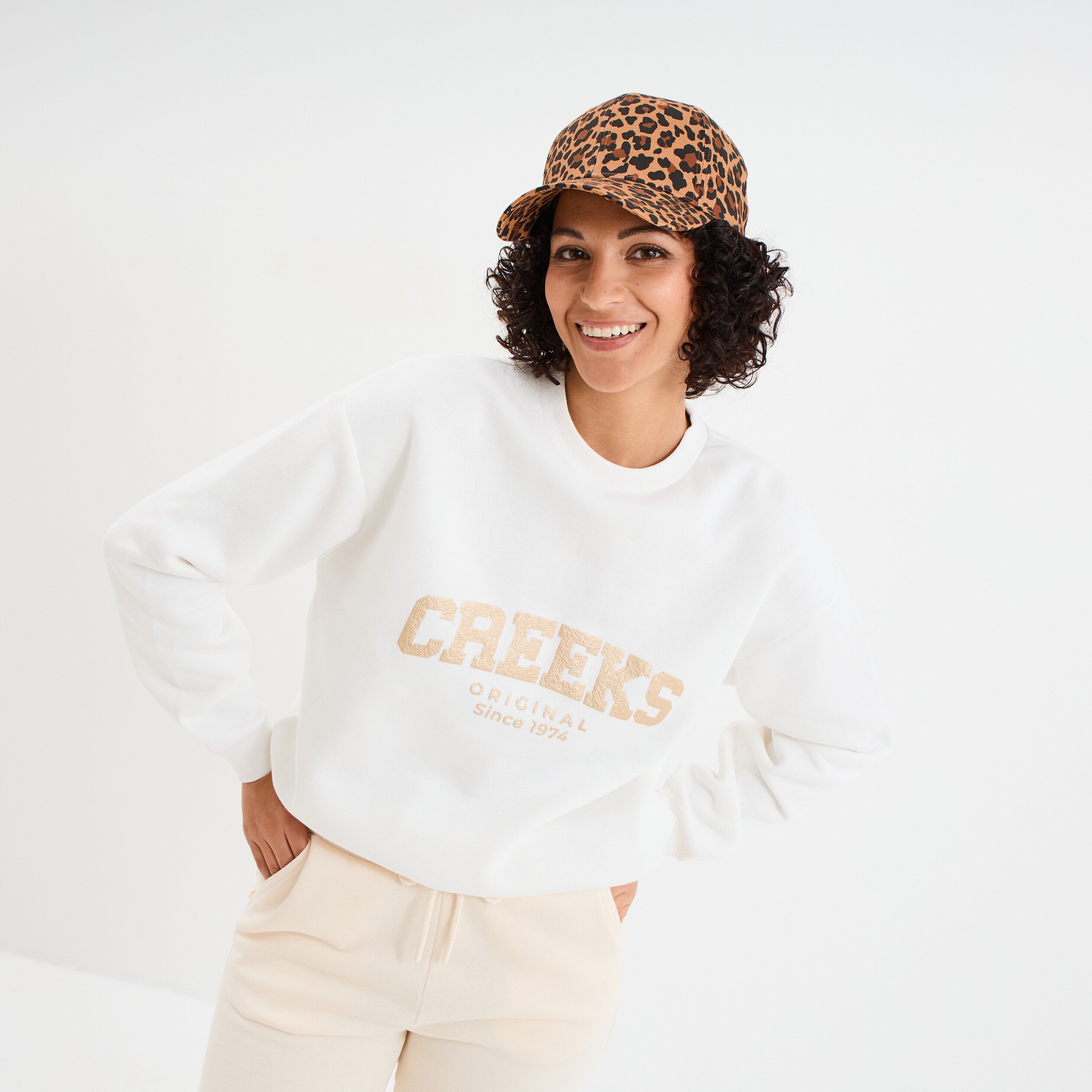 sweat col rond manches longues creeks blanc femme Sweat col rond manches longues Creeks blanc femme