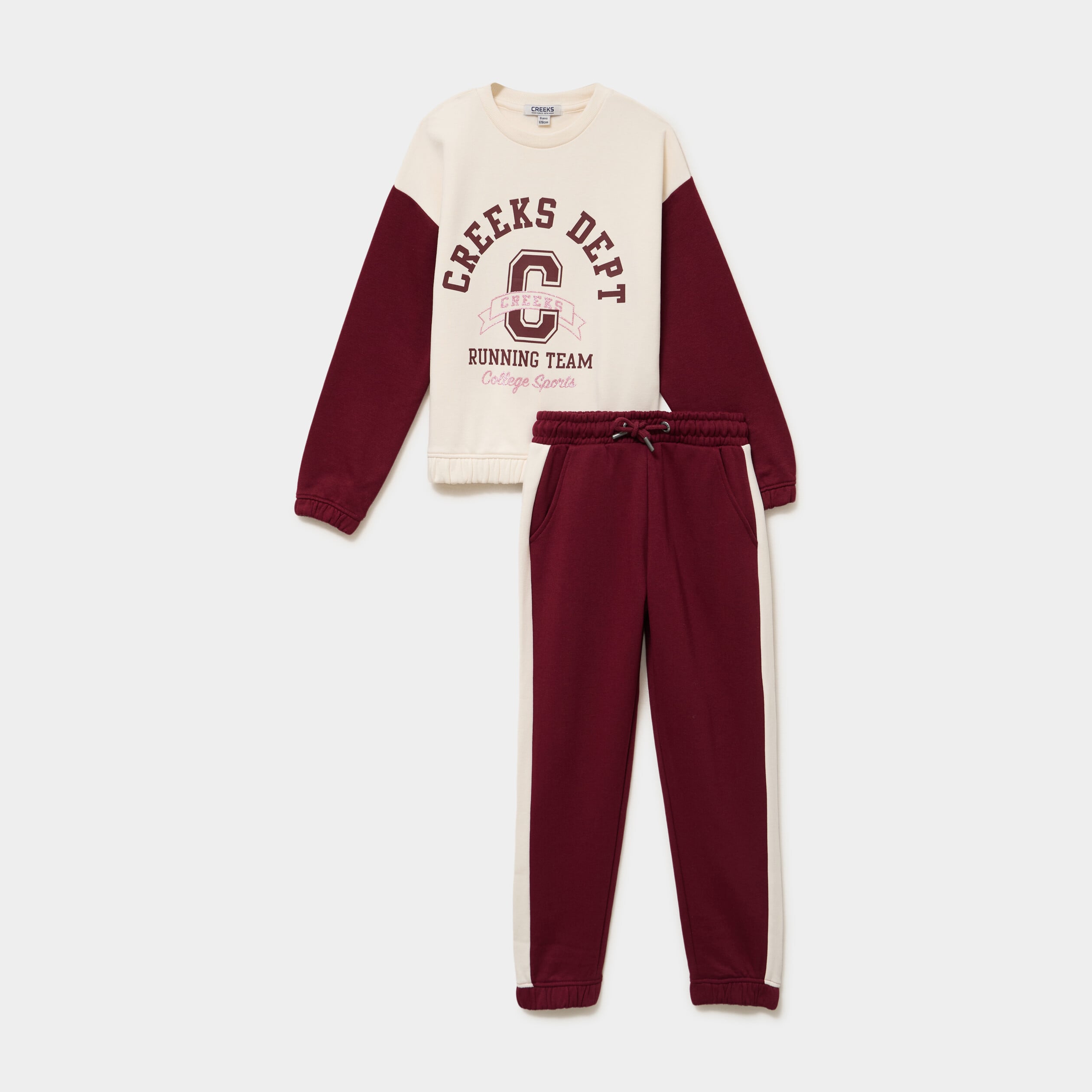 Ensemble de jogging pantalon et sweat bordeaux fille