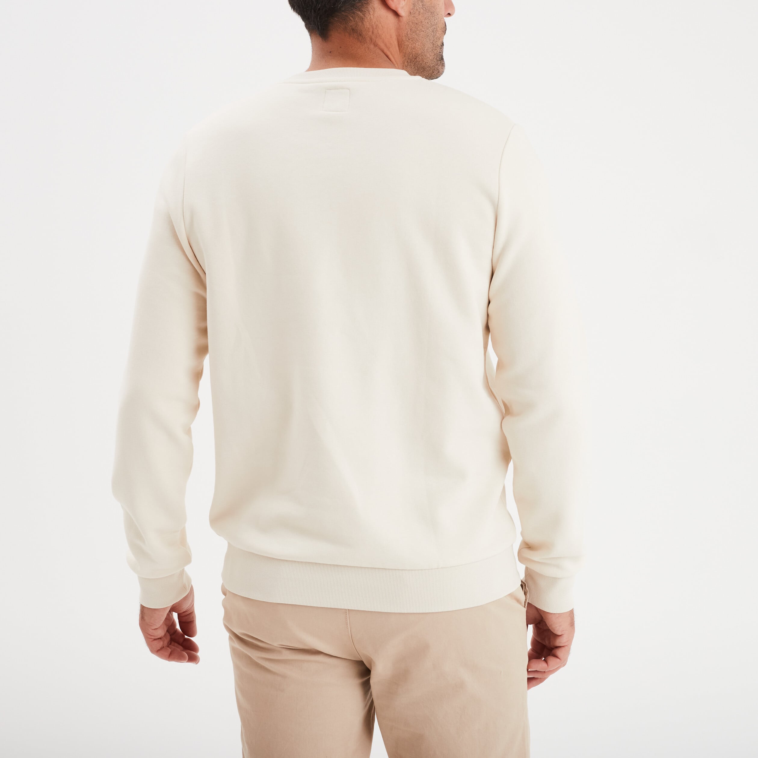 Sweat molleton col rond ecru homme
