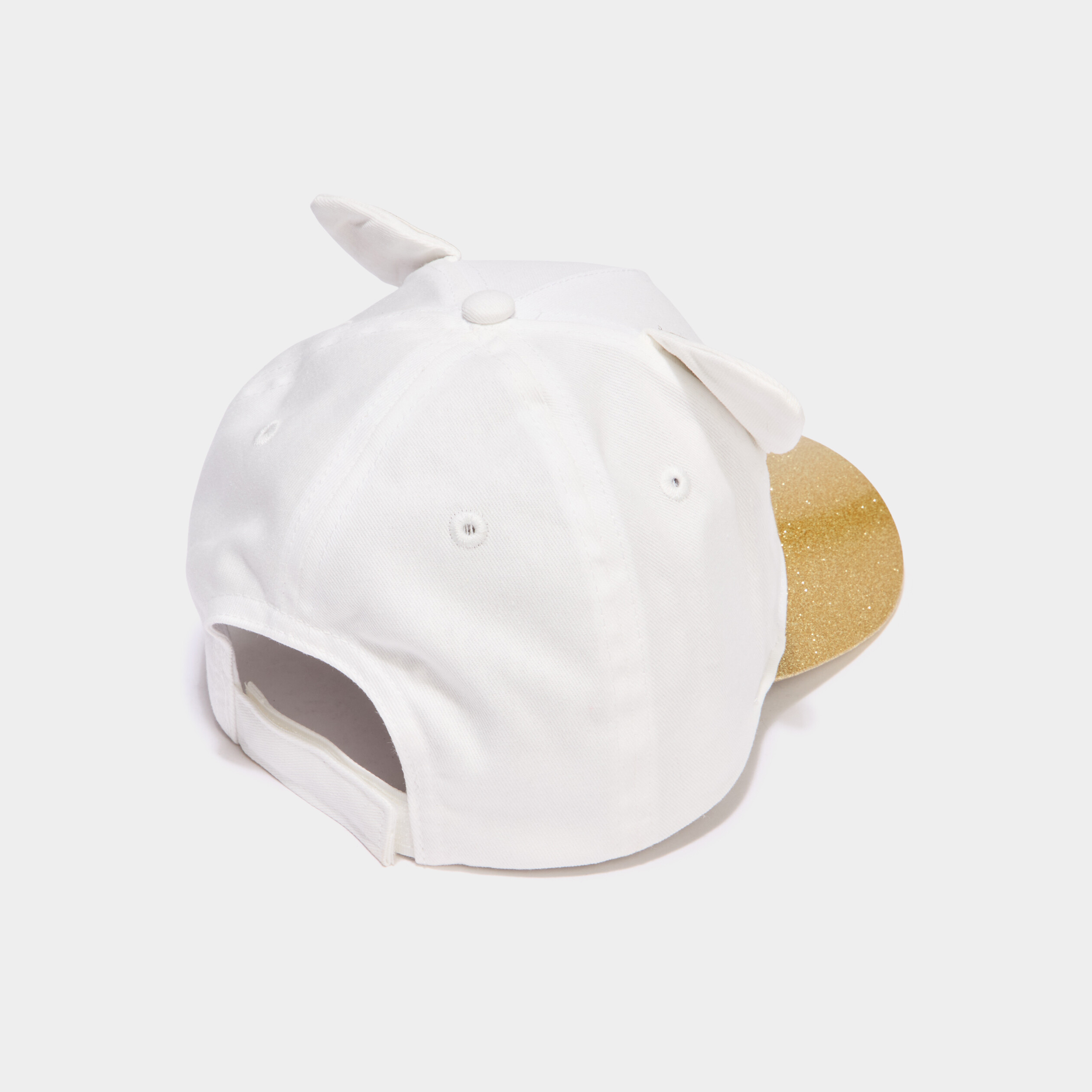 Casquette &agrave; paillettes coton couleur or fille
