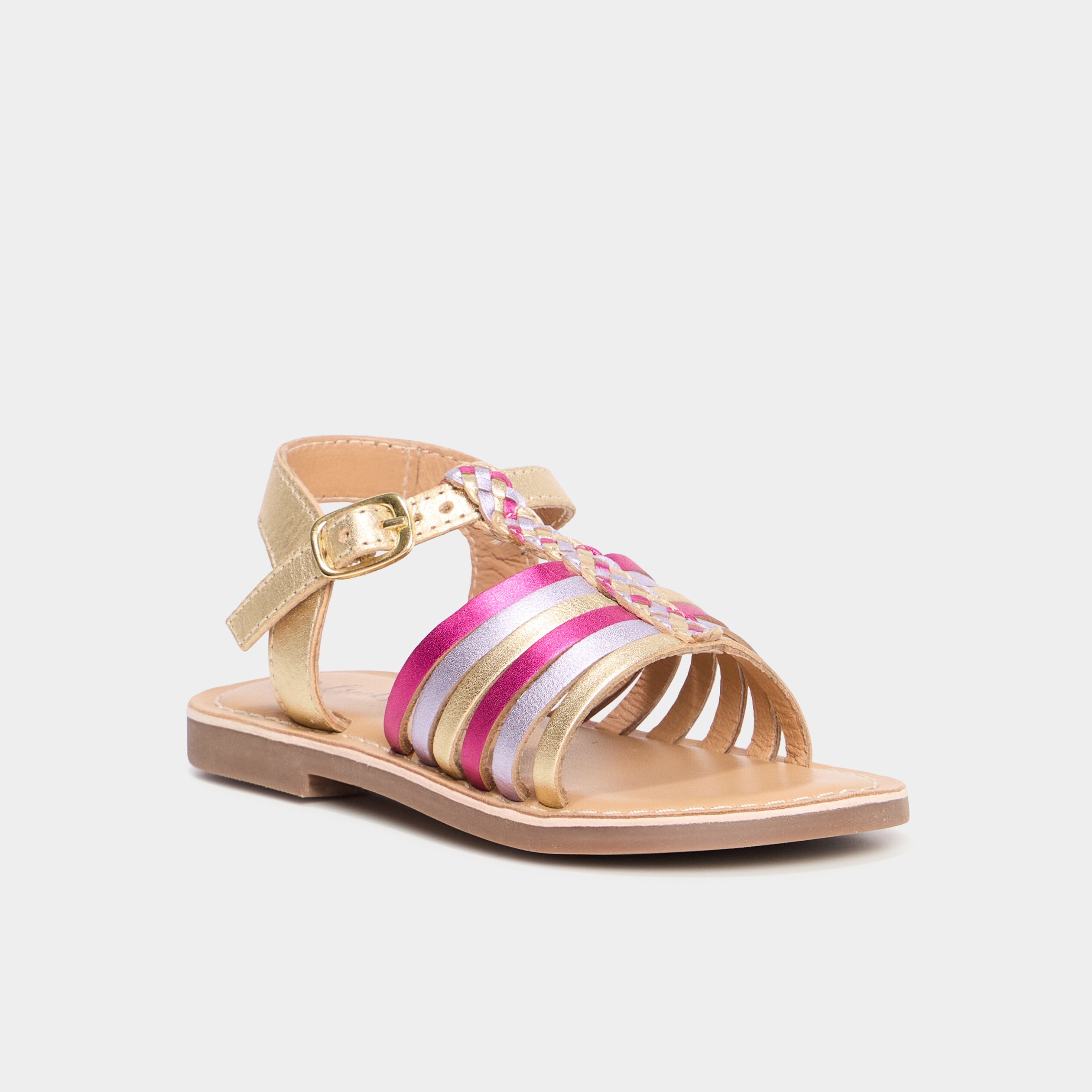 sandales plates en cuir multicolore fille Sandales plates en cuir multicolore fille