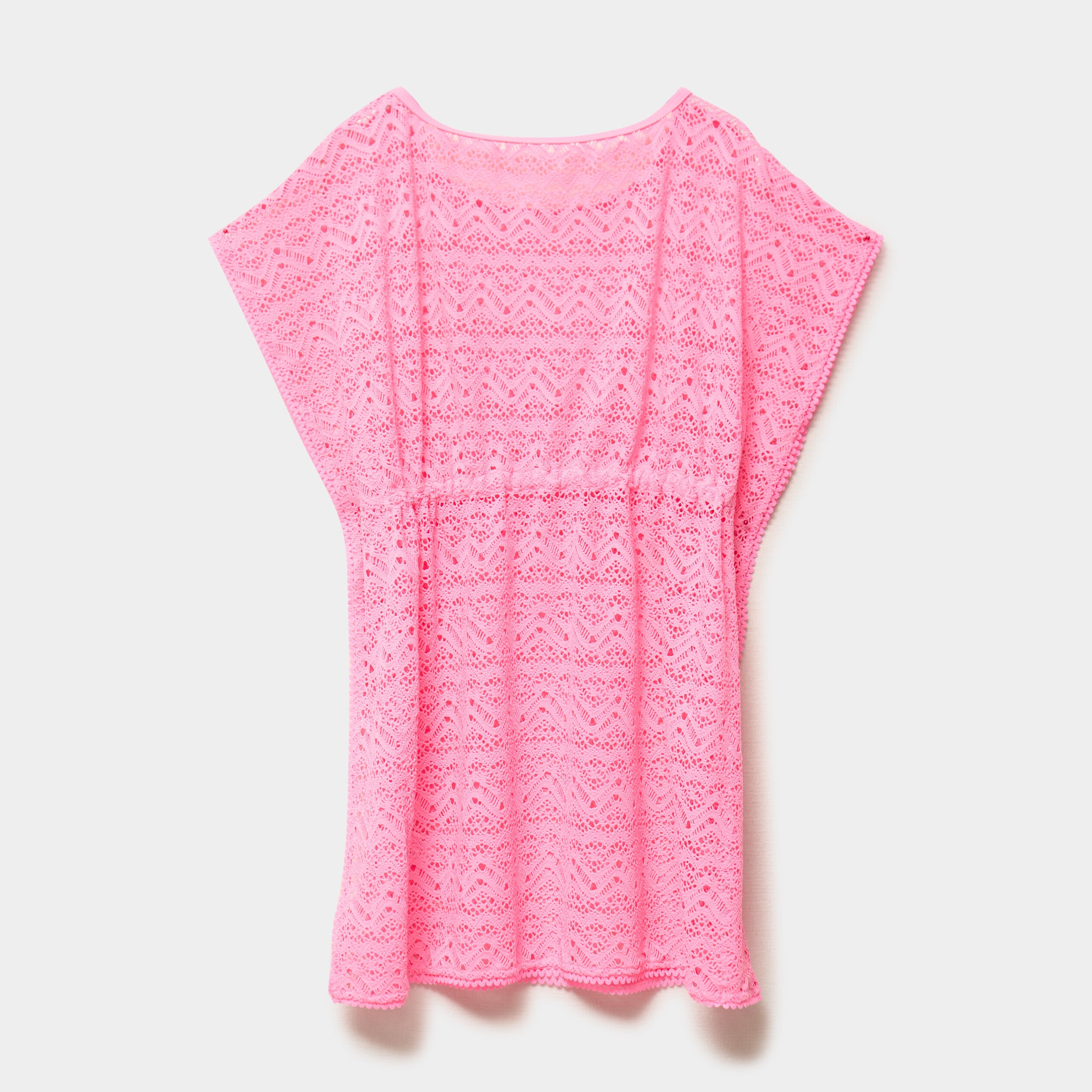 Robe de plage ajour&eacute;e rose fluo fille