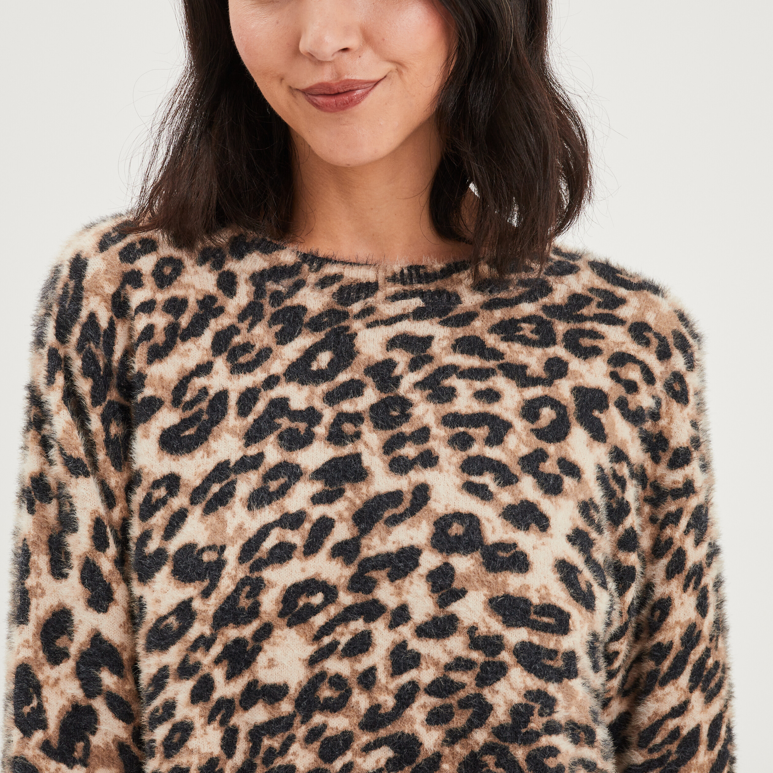 Pull fausse top fourrure femme
