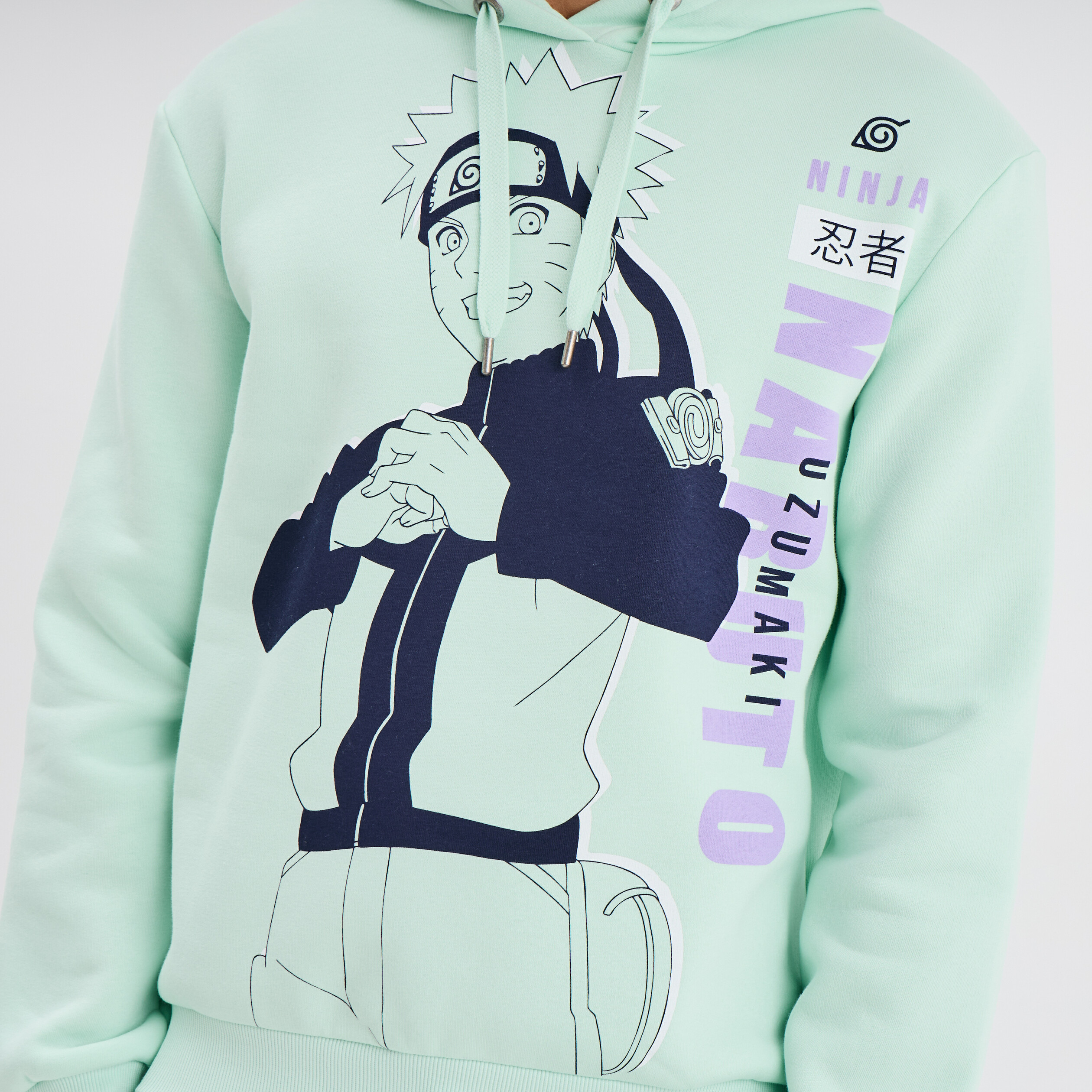Sweat hoodie à capuche Naruto vert pastel homme