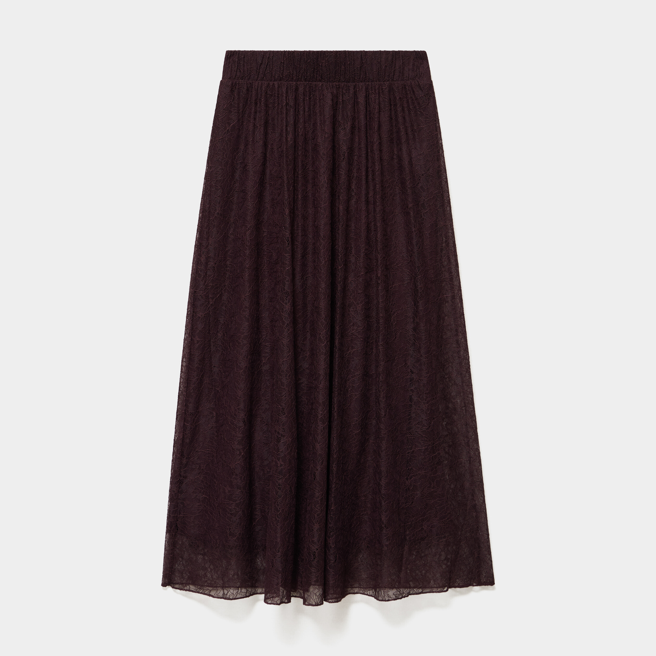 Jupe longue dentelle &eacute;vas&eacute;e violet fonc&eacute; femme