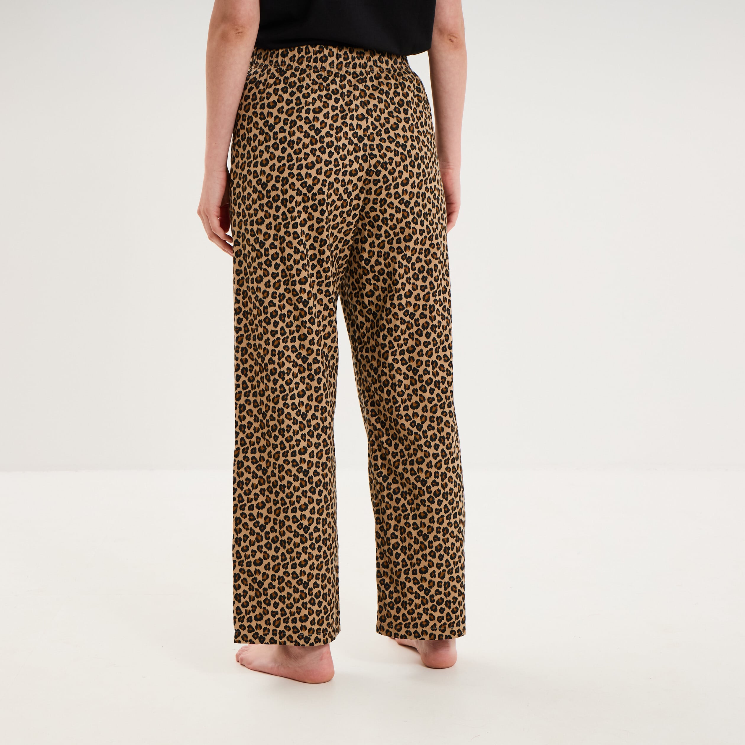 Pantalon de pyjama droit coton beige femme