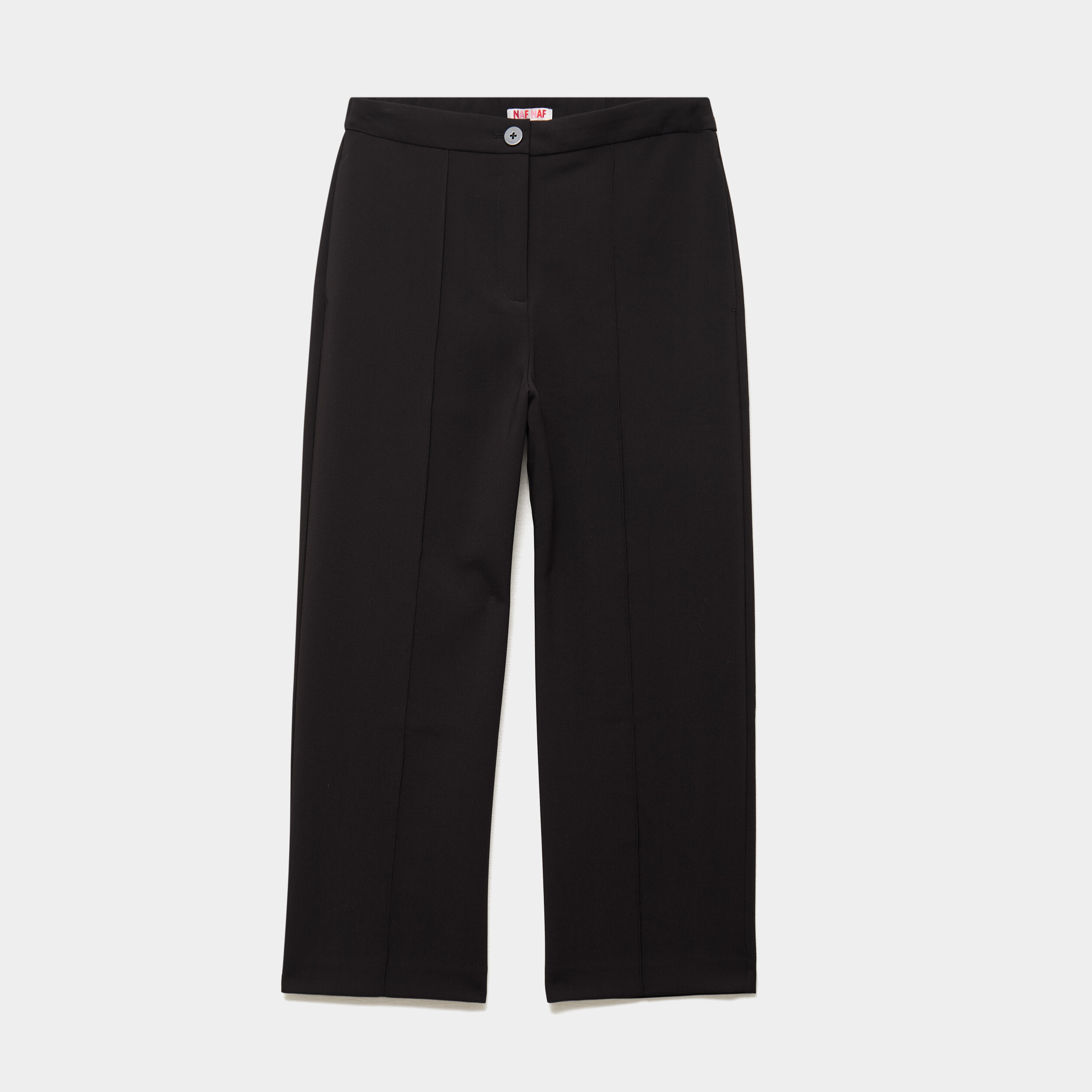 Pantalon droit 7/8&egrave;me &agrave; pinces noir femme