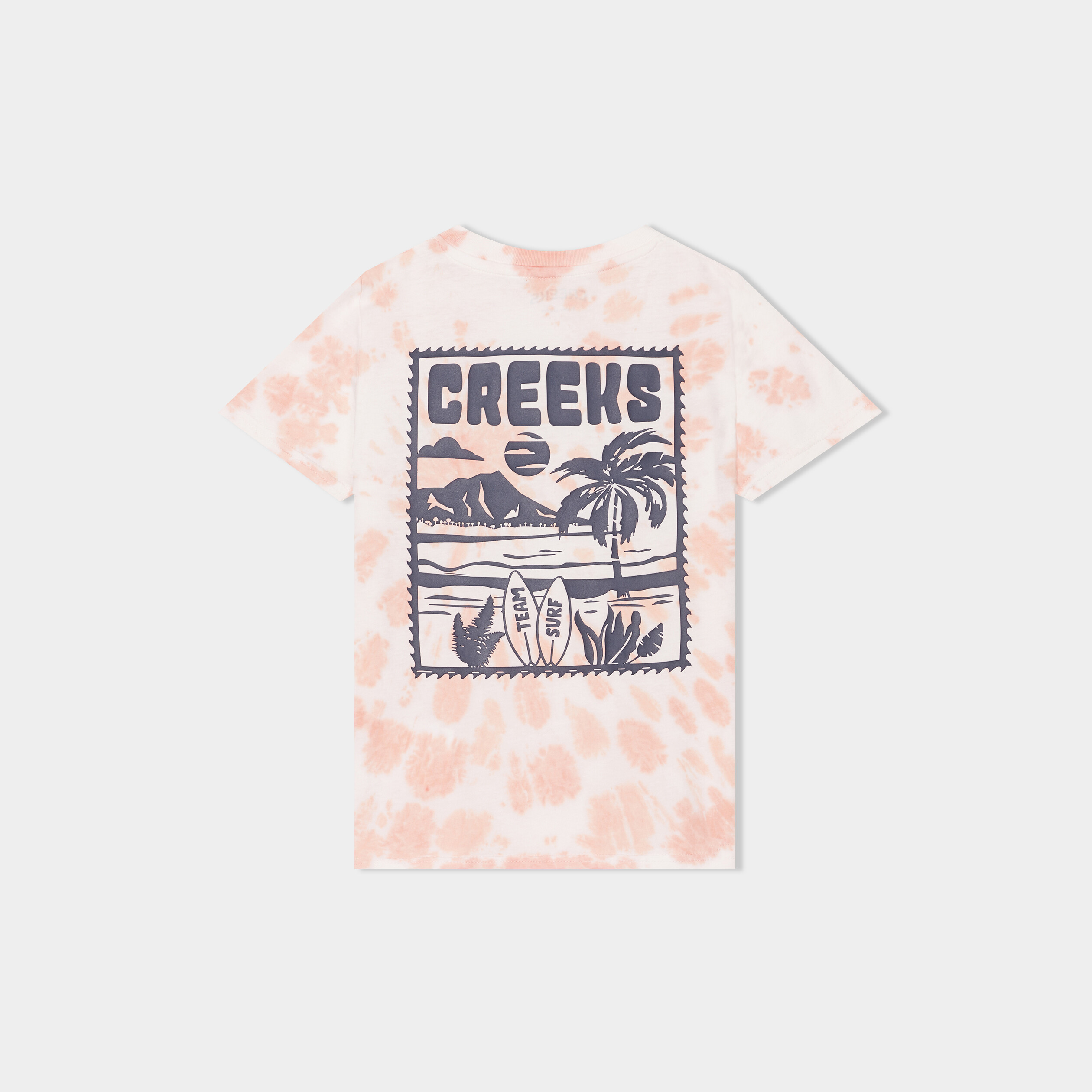 t shirt col rond manches courtes creeks orange fluo garcon T-shirt col rond manches courtes Creeks orange fluo garçon