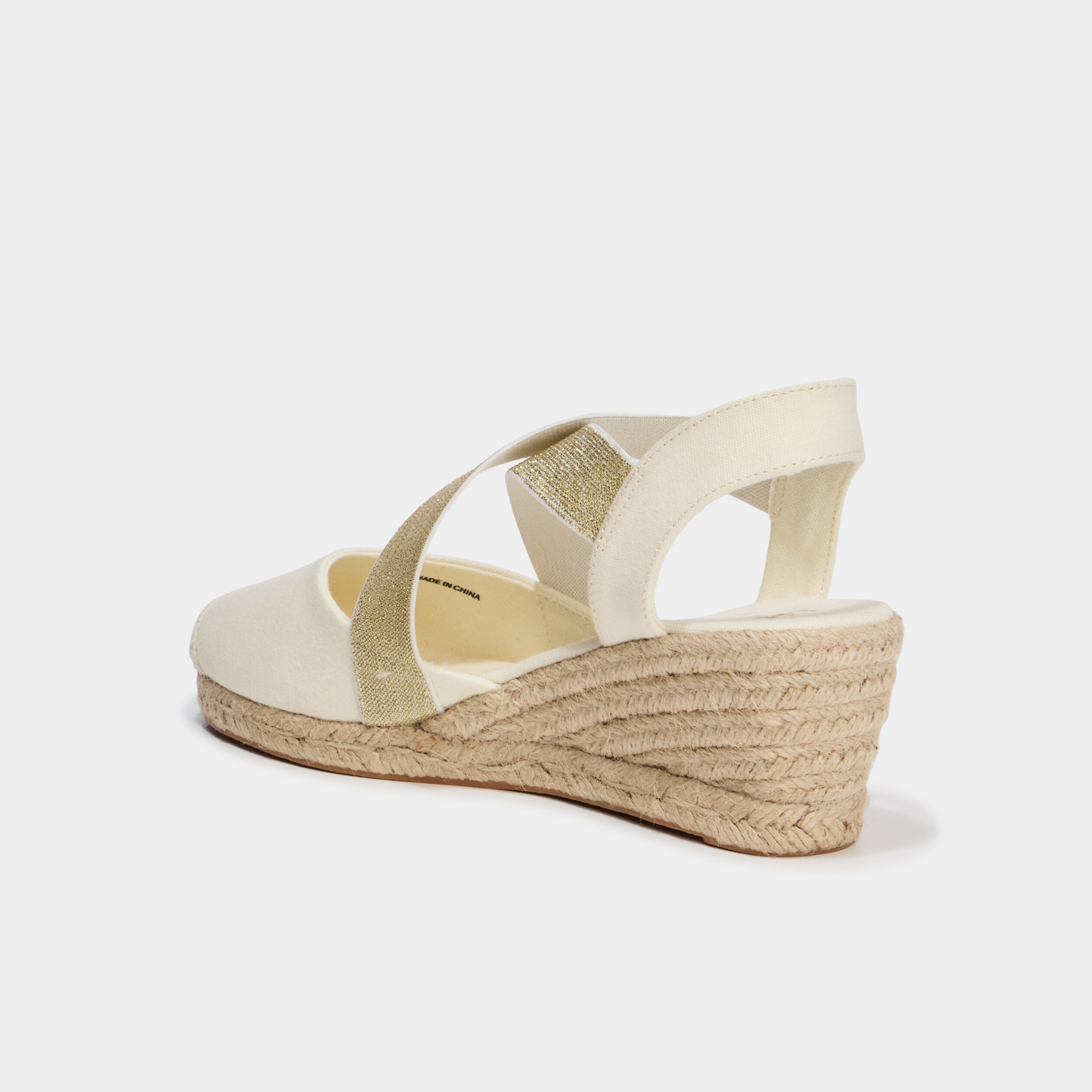 Sandales espadrilles compens&eacute;es en corde sable femme