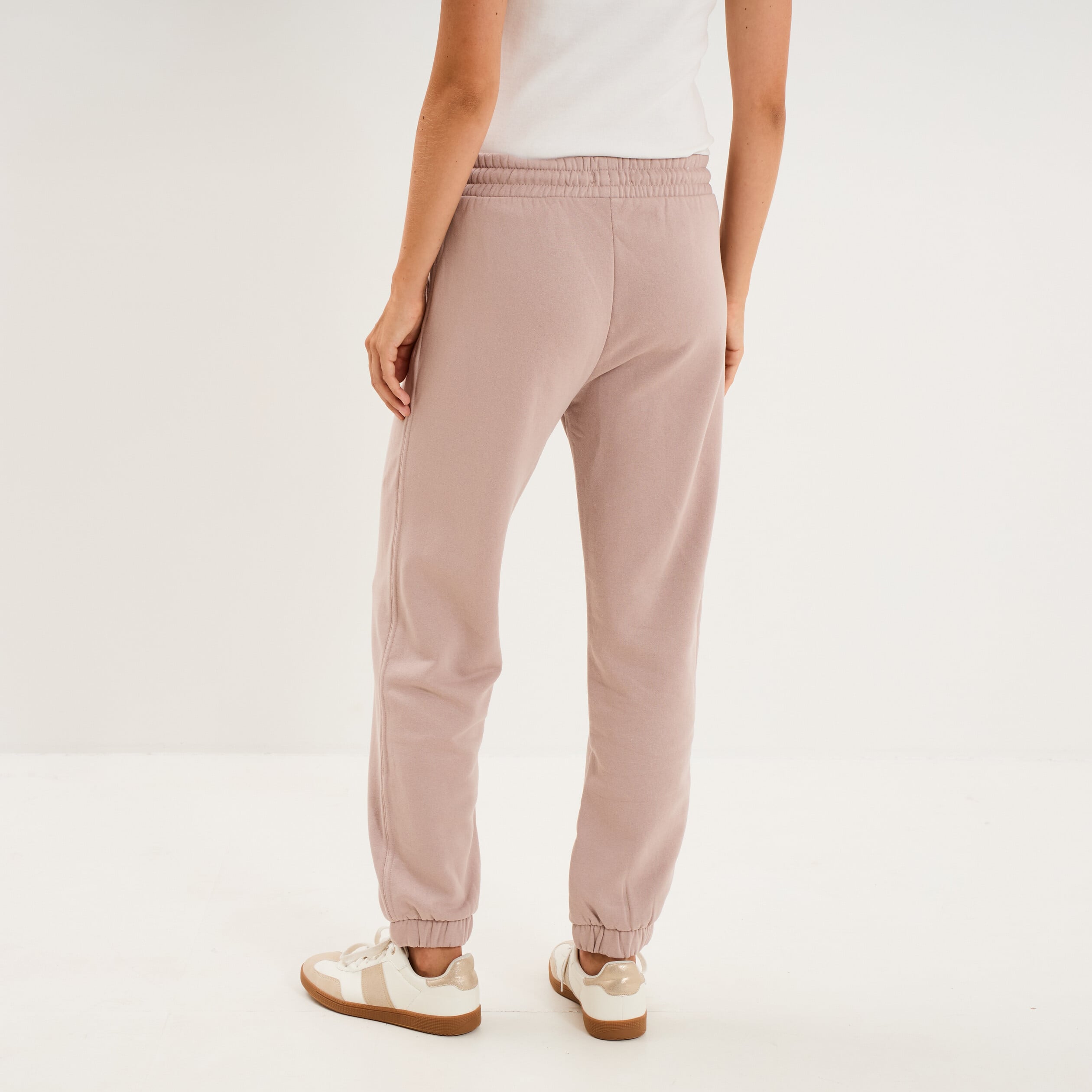 Pantalon de jogging molletonn&eacute; marron clair femme