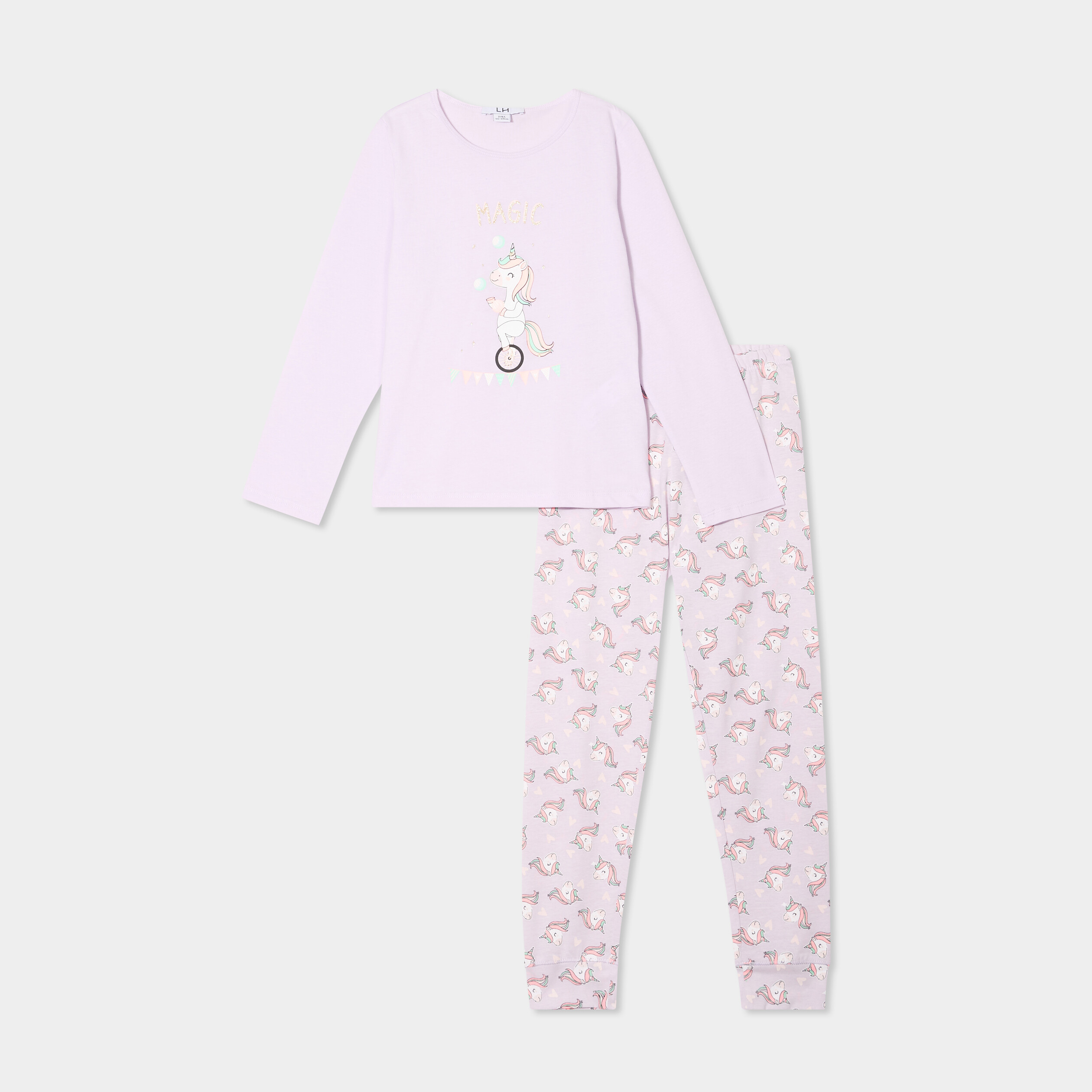 ensemble pyjama pantalon coton mauve fille Ensemble pyjama pantalon coton mauve fille