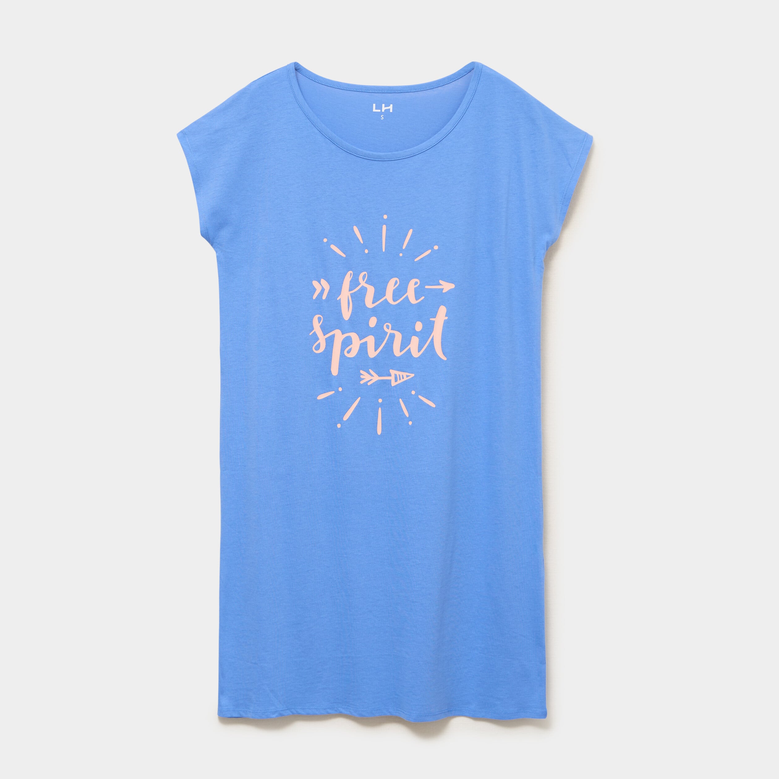 Chemise de nuit courte coton bleu electrique femme