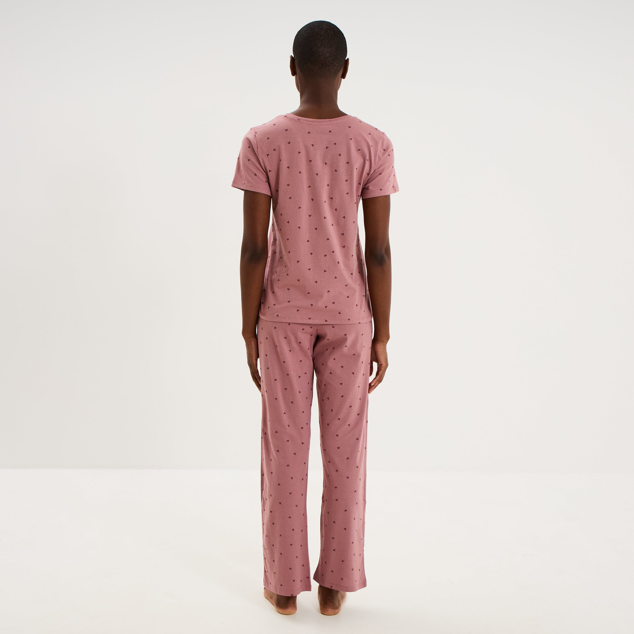Ensemble pyjama t-shirt pantalon coton rose femme