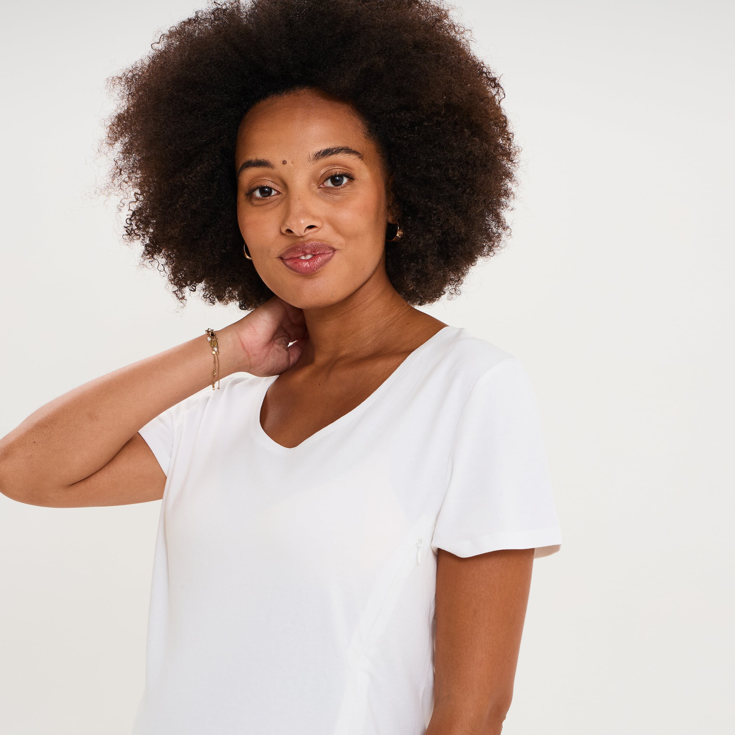 T-shirt allaitement manches courtes blanc femme maternit&eacute;