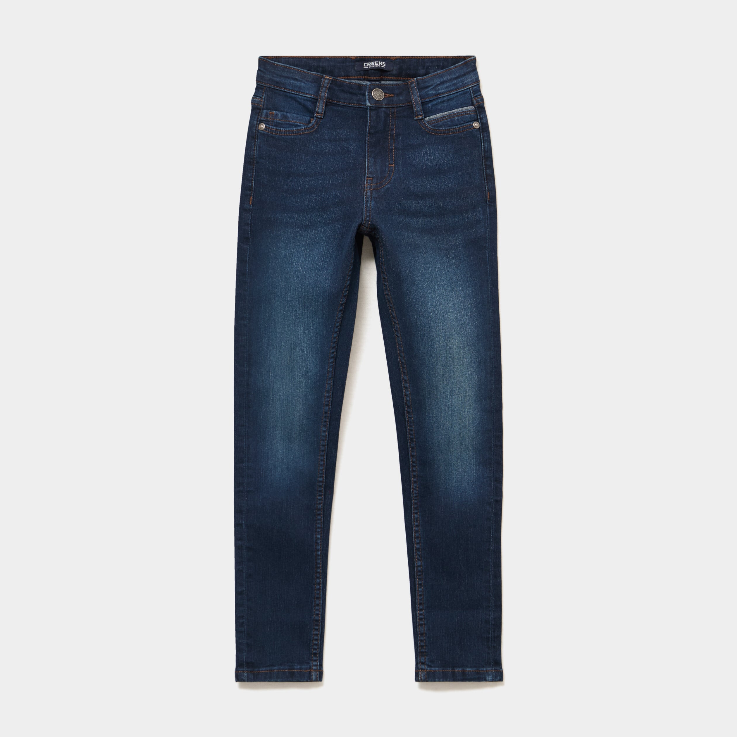 Jean skinny 5 poches taille ajustable bleu fonc&eacute; gar&ccedil;on