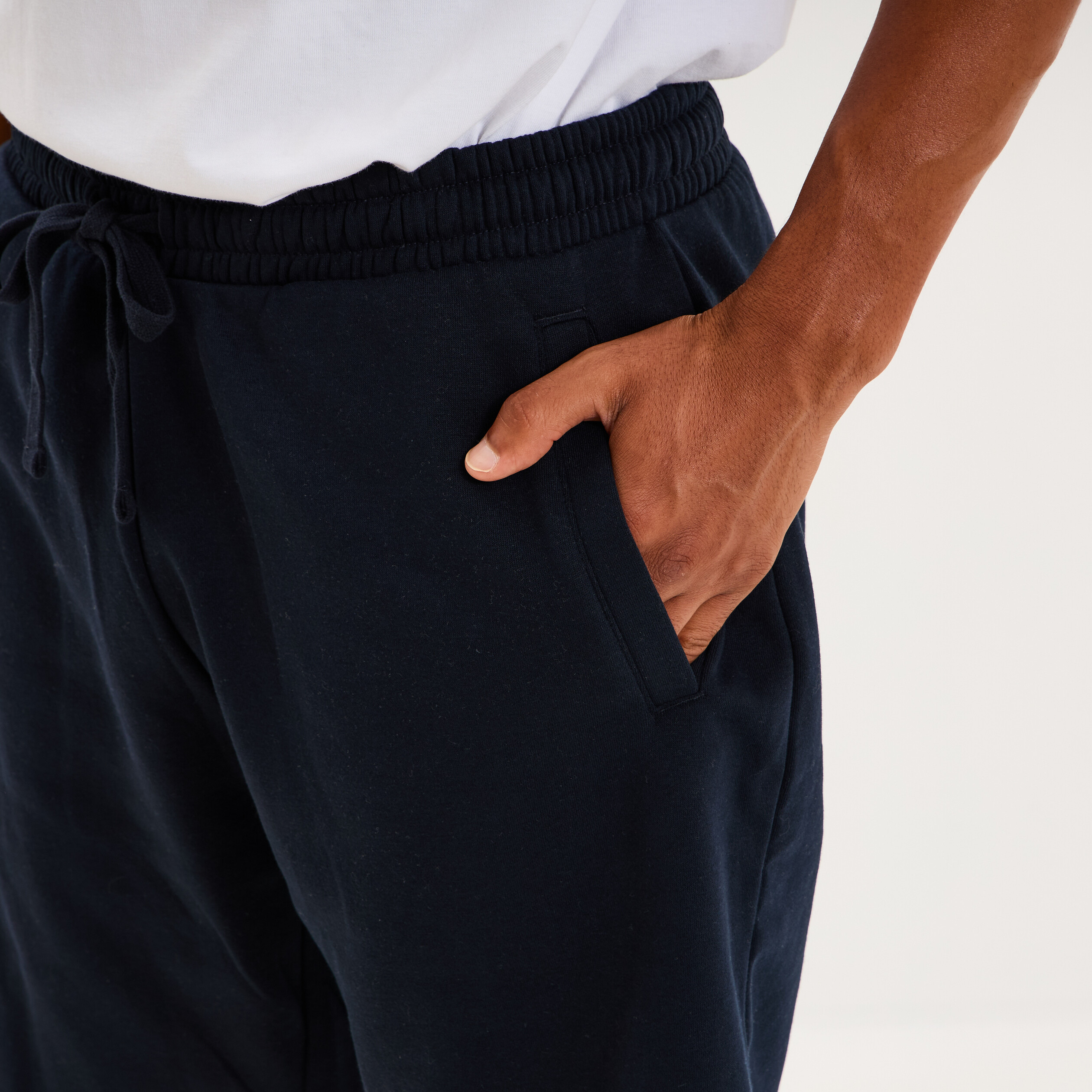 Short jogging molleton droit bleu marine homme