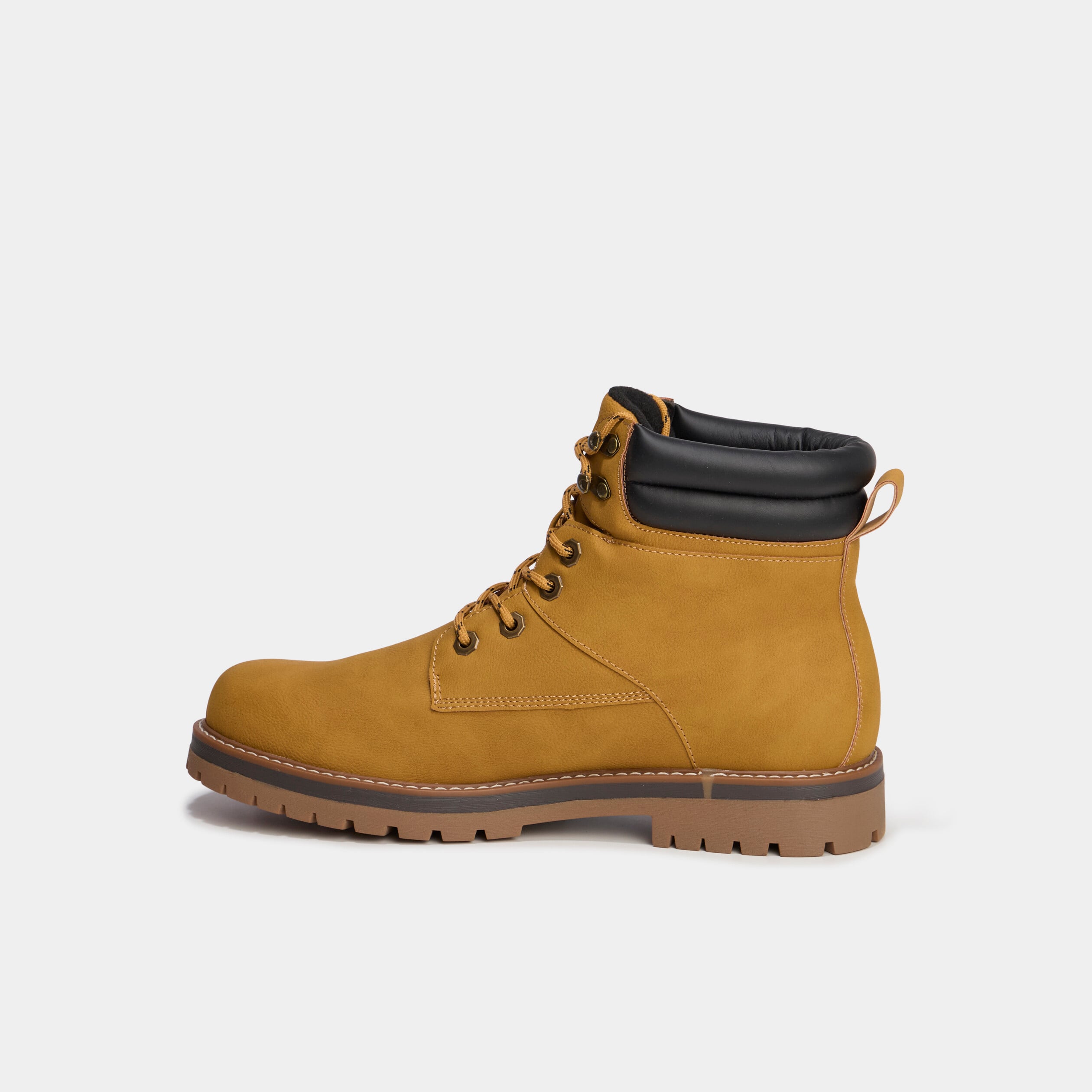 Bottines &agrave; bout rond lacets jaune homme